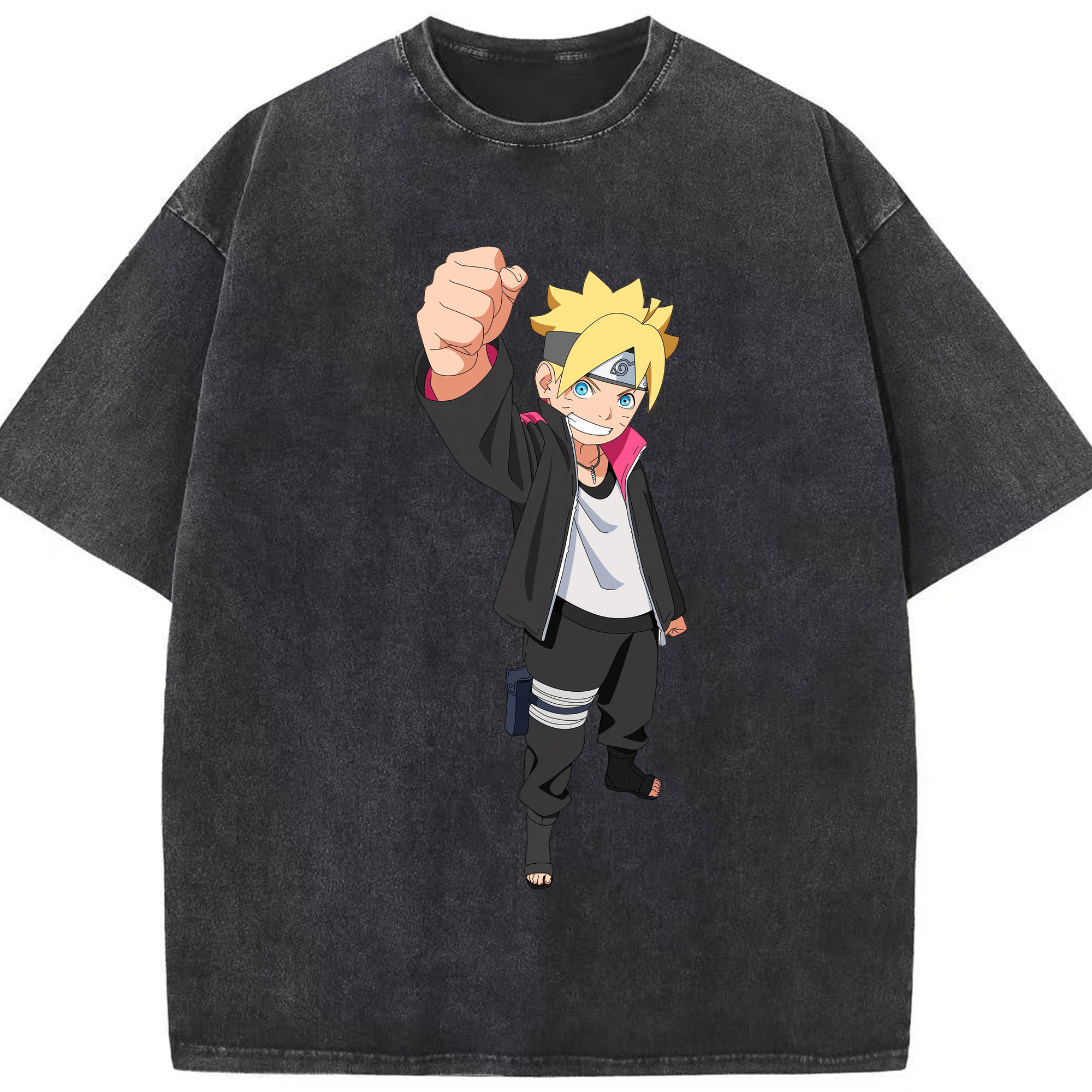 （画像用） NARUTO -ナルト- うずまき ボルト Uzumaki Boruto 綿100% ヴィンテージ風 半袖Tシャツ（フロントプリント）