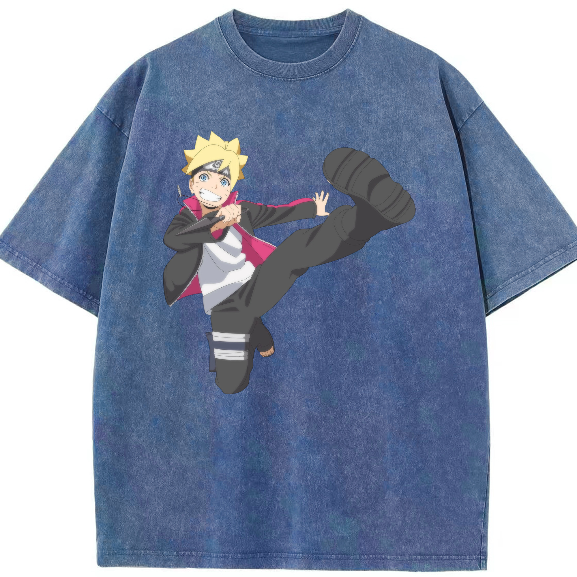 （画像用） NARUTO -ナルト- うずまき ボルト Uzumaki Boruto 綿100% ヴィンテージ風 半袖Tシャツ（フロントプリント）