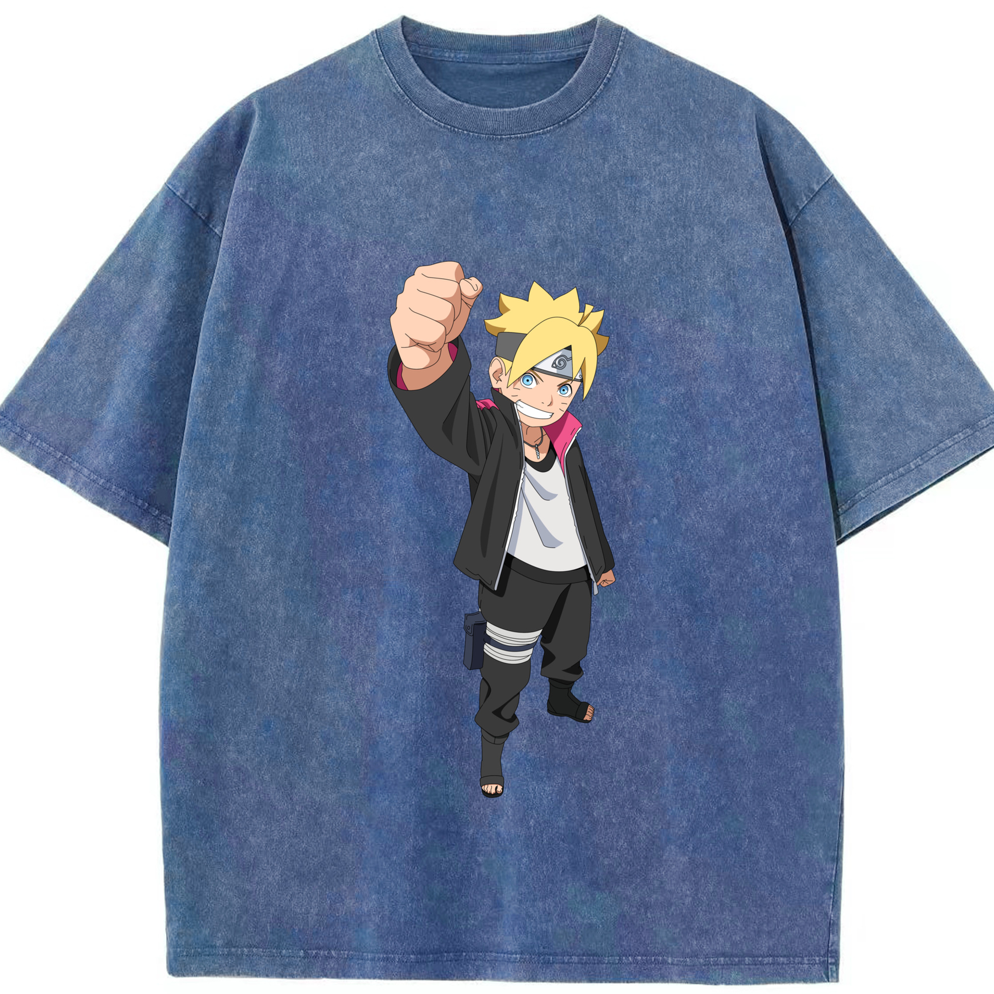 （画像用） NARUTO -ナルト- うずまき ボルト Uzumaki Boruto 綿100% ヴィンテージ風 半袖Tシャツ（フロントプリント）