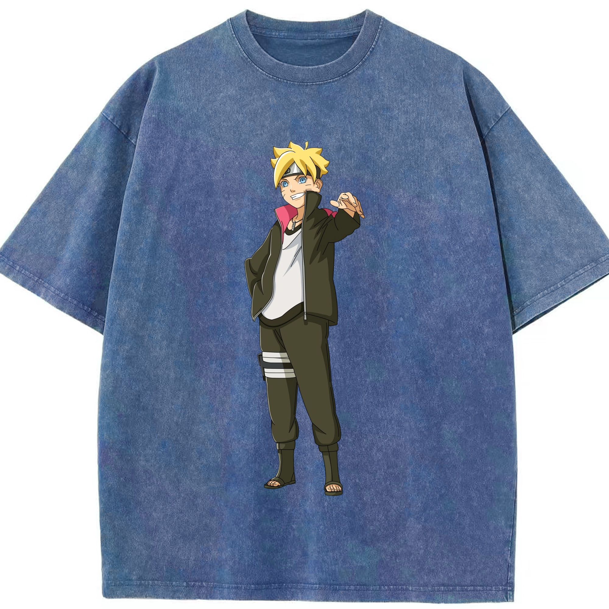 （画像用） NARUTO -ナルト- うずまき ボルト Uzumaki Boruto 綿100% ヴィンテージ風 半袖Tシャツ（フロントプリント）