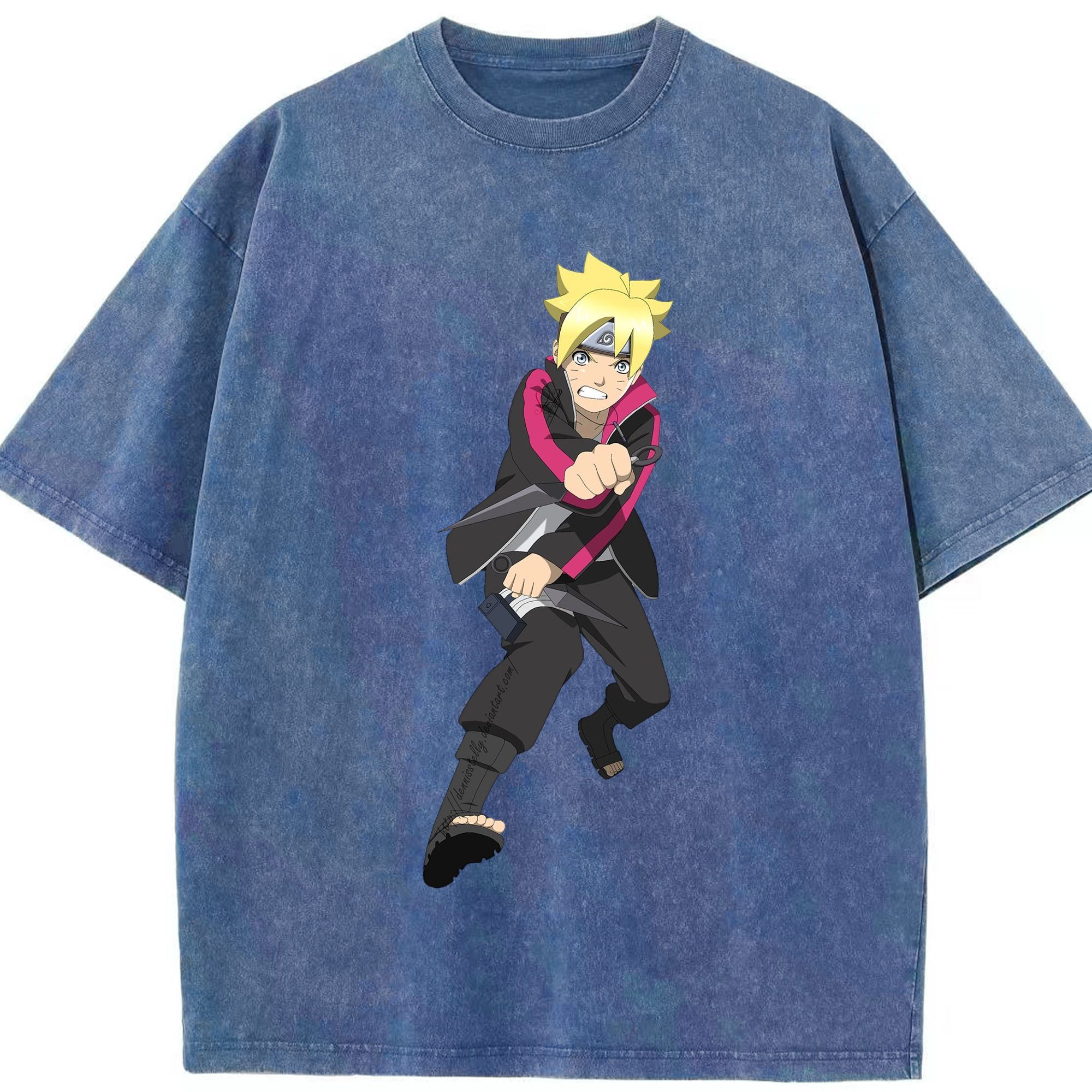 （画像用） NARUTO -ナルト- うずまき ボルト Uzumaki Boruto 綿100% ヴィンテージ風 半袖Tシャツ（フロントプリント）