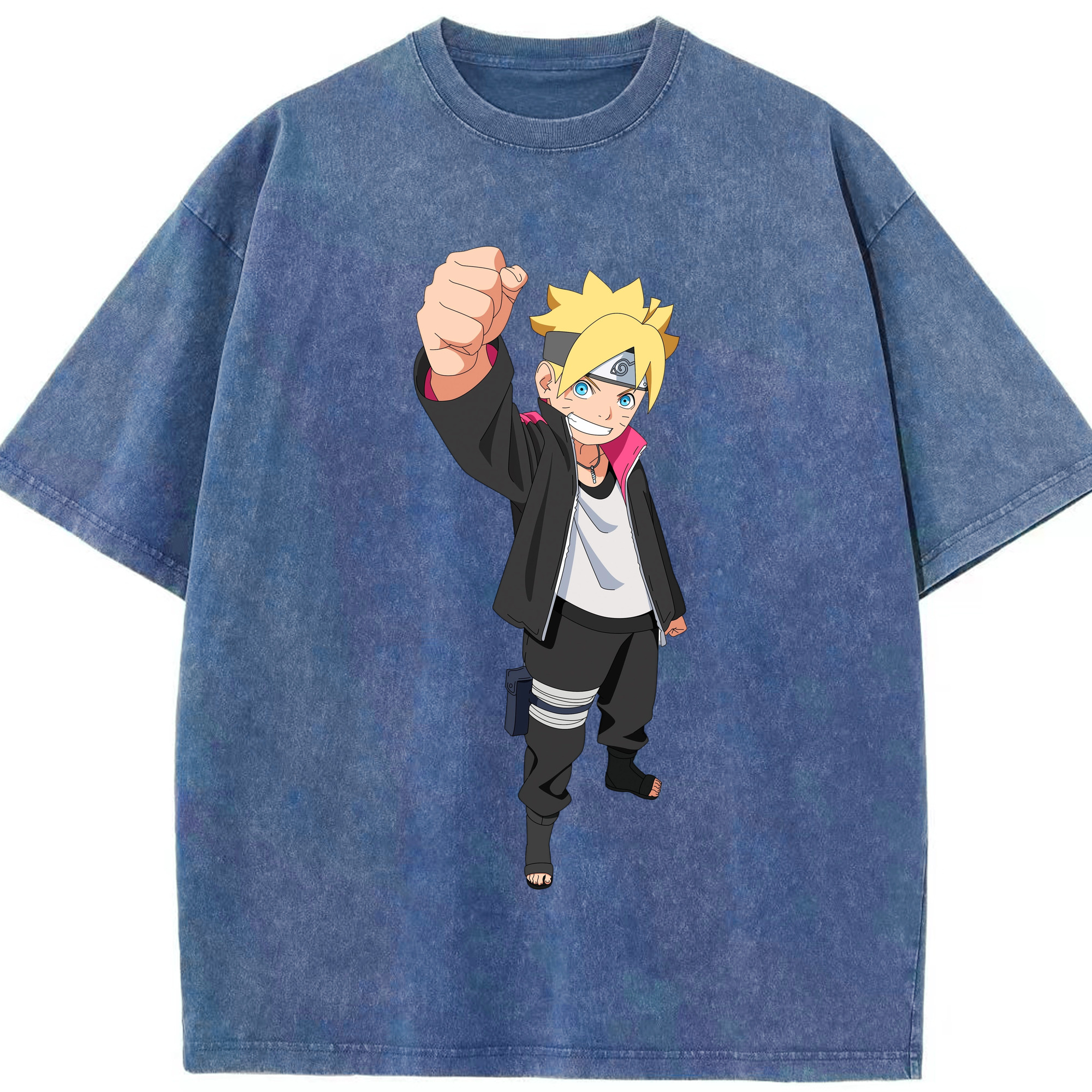 （画像用） NARUTO -ナルト- うずまき ボルト Uzumaki Boruto 綿100% ヴィンテージ風 半袖Tシャツ（フロントプリント）