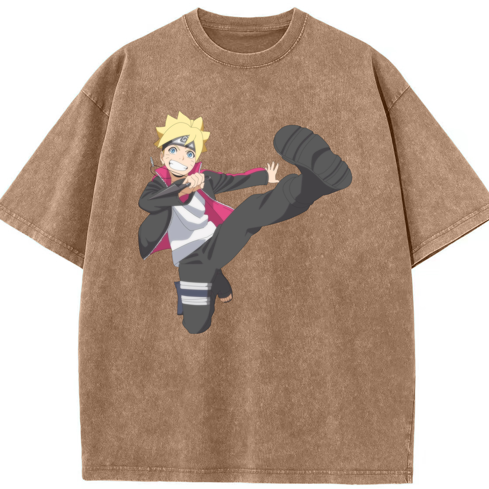 （画像用） NARUTO -ナルト- うずまき ボルト Uzumaki Boruto 綿100% ヴィンテージ風 半袖Tシャツ（フロントプリント）