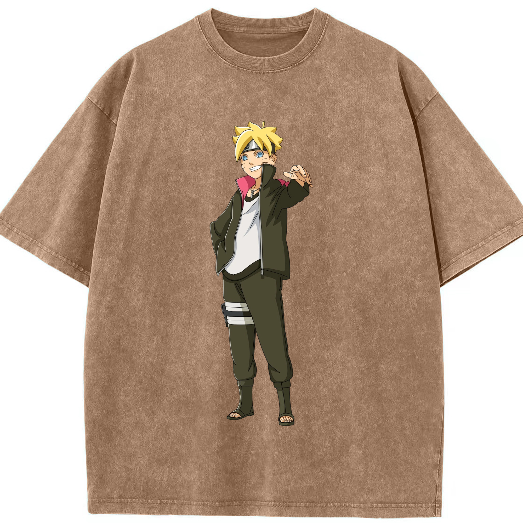 （画像用） NARUTO -ナルト- うずまき ボルト Uzumaki Boruto 綿100% ヴィンテージ風 半袖Tシャツ（フロントプリント）