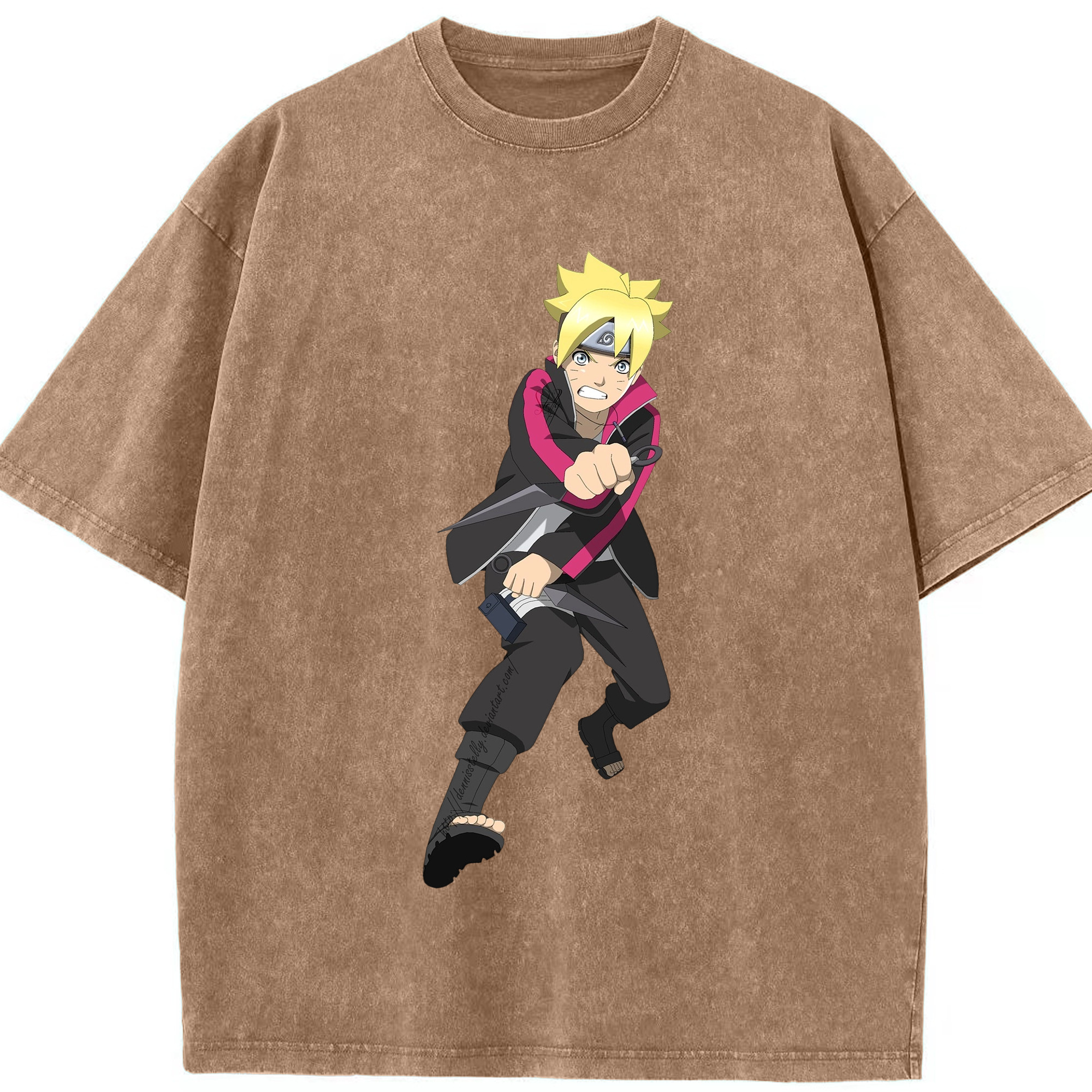 （画像用） NARUTO -ナルト- うずまき ボルト Uzumaki Boruto 綿100% ヴィンテージ風 半袖Tシャツ（フロントプリント）