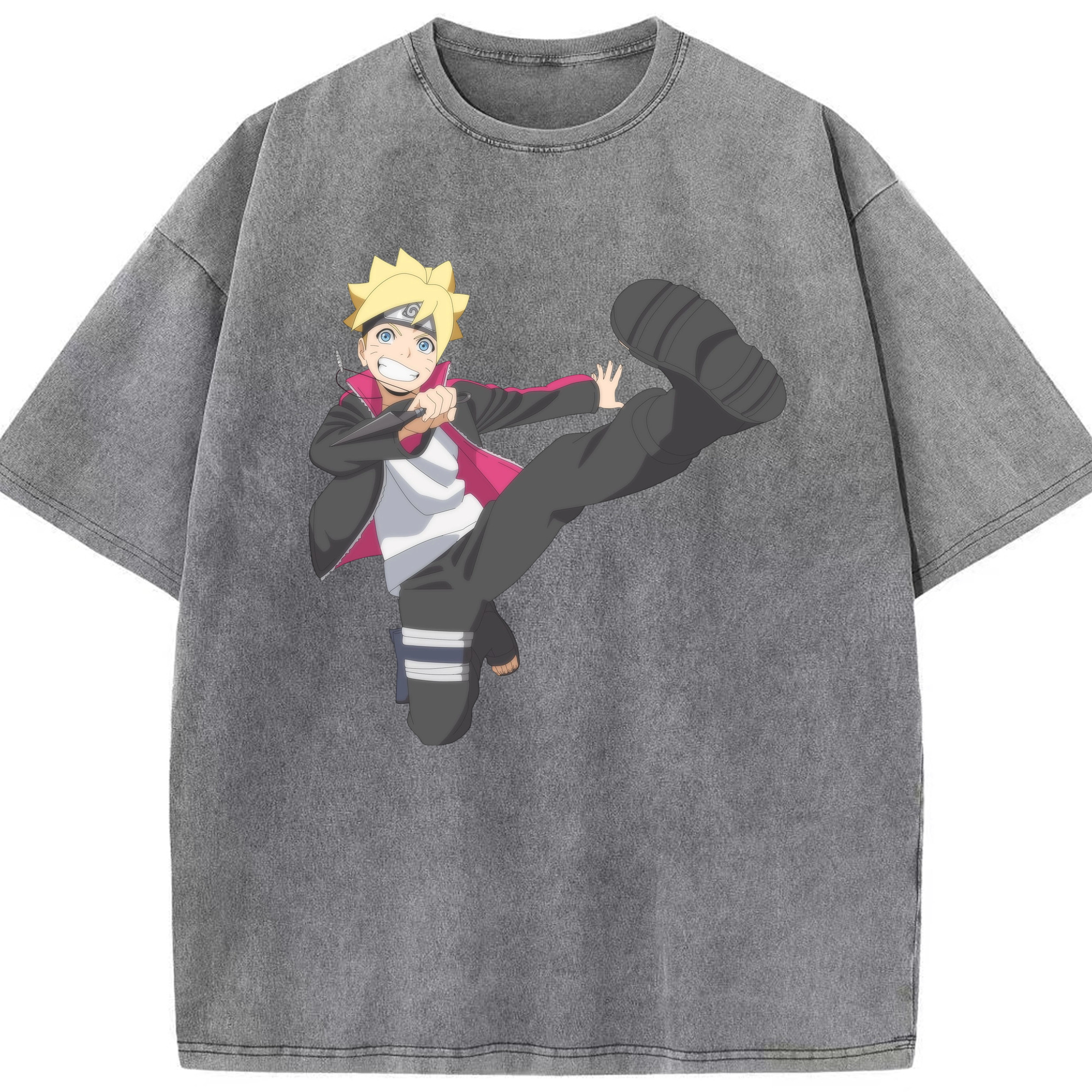 （画像用） NARUTO -ナルト- うずまき ボルト Uzumaki Boruto 綿100% ヴィンテージ風 半袖Tシャツ（フロントプリント）