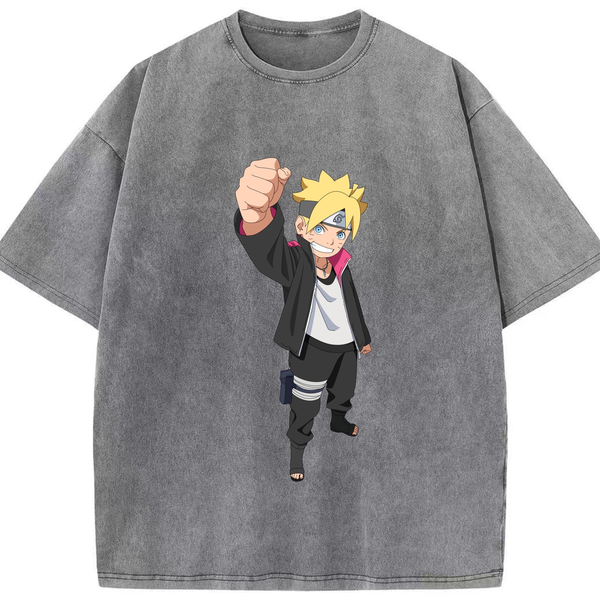 （画像用） NARUTO -ナルト- うずまき ボルト Uzumaki Boruto 綿100% ヴィンテージ風 半袖Tシャツ（フロントプリント）