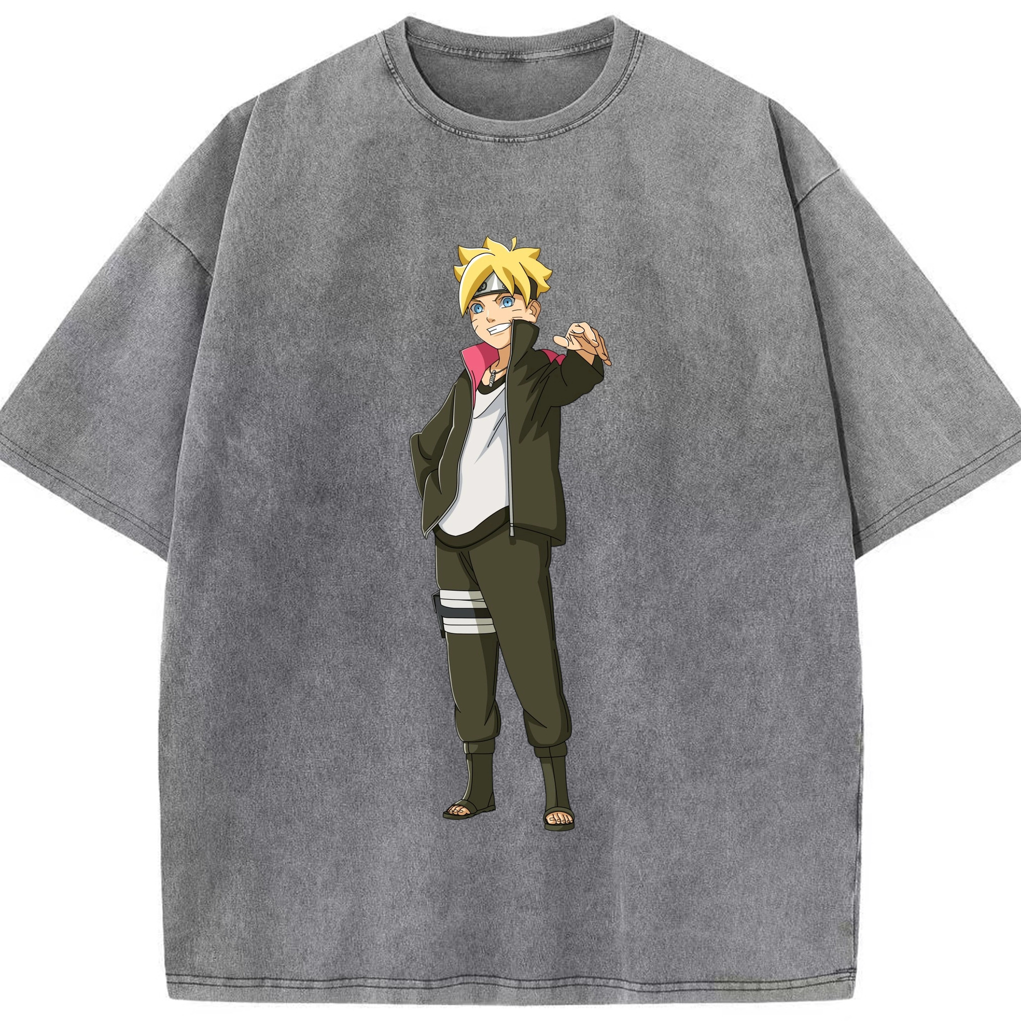 （画像用） NARUTO -ナルト- うずまき ボルト Uzumaki Boruto 綿100% ヴィンテージ風 半袖Tシャツ（フロントプリント）