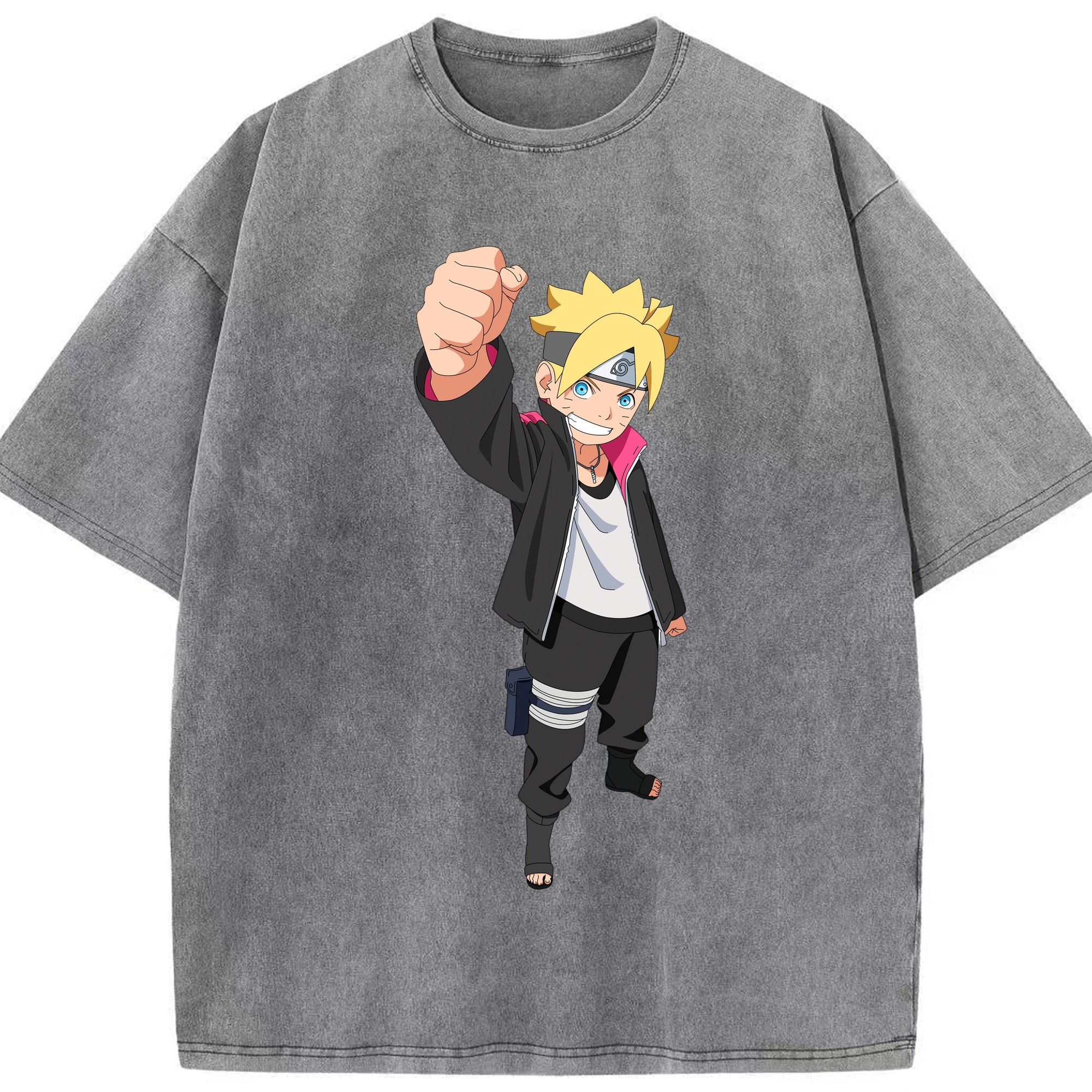 （画像用） NARUTO -ナルト- うずまき ボルト Uzumaki Boruto 綿100% ヴィンテージ風 半袖Tシャツ（フロントプリント）