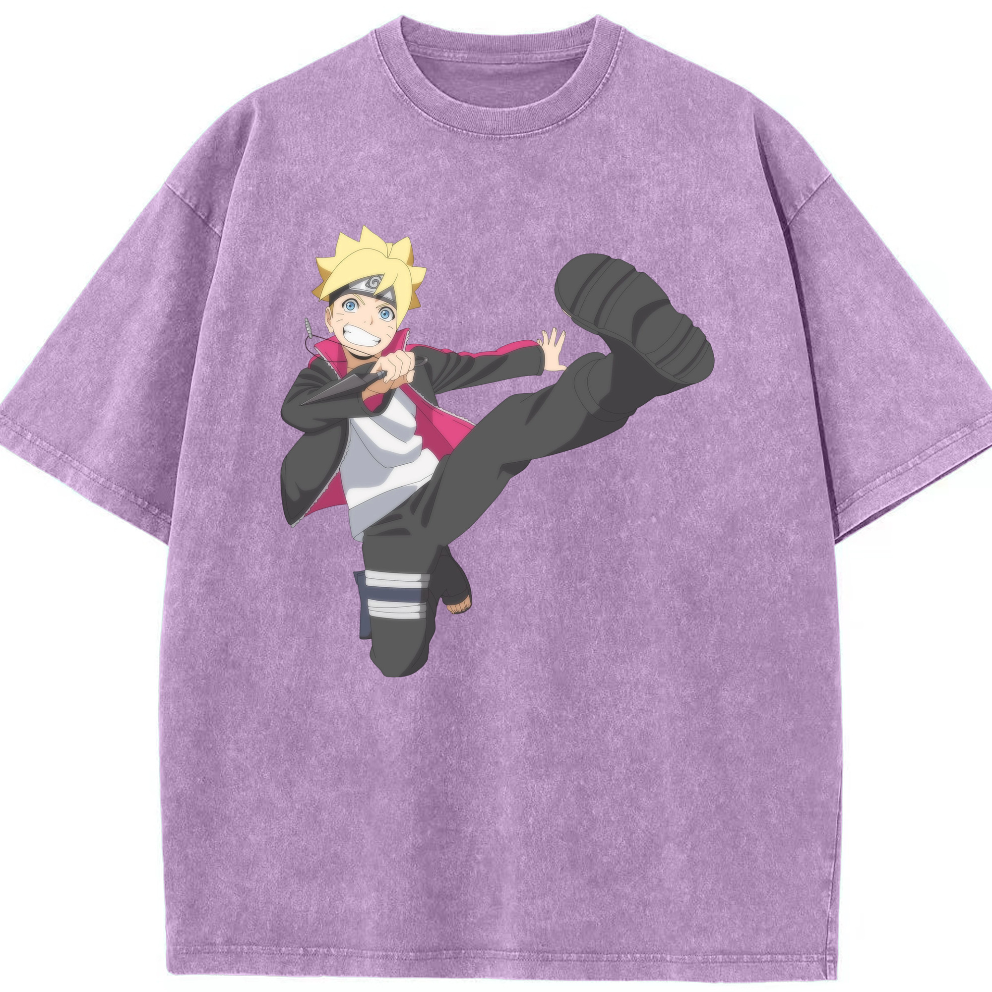 （画像用） NARUTO -ナルト- うずまき ボルト Uzumaki Boruto 綿100% ヴィンテージ風 半袖Tシャツ（フロントプリント）
