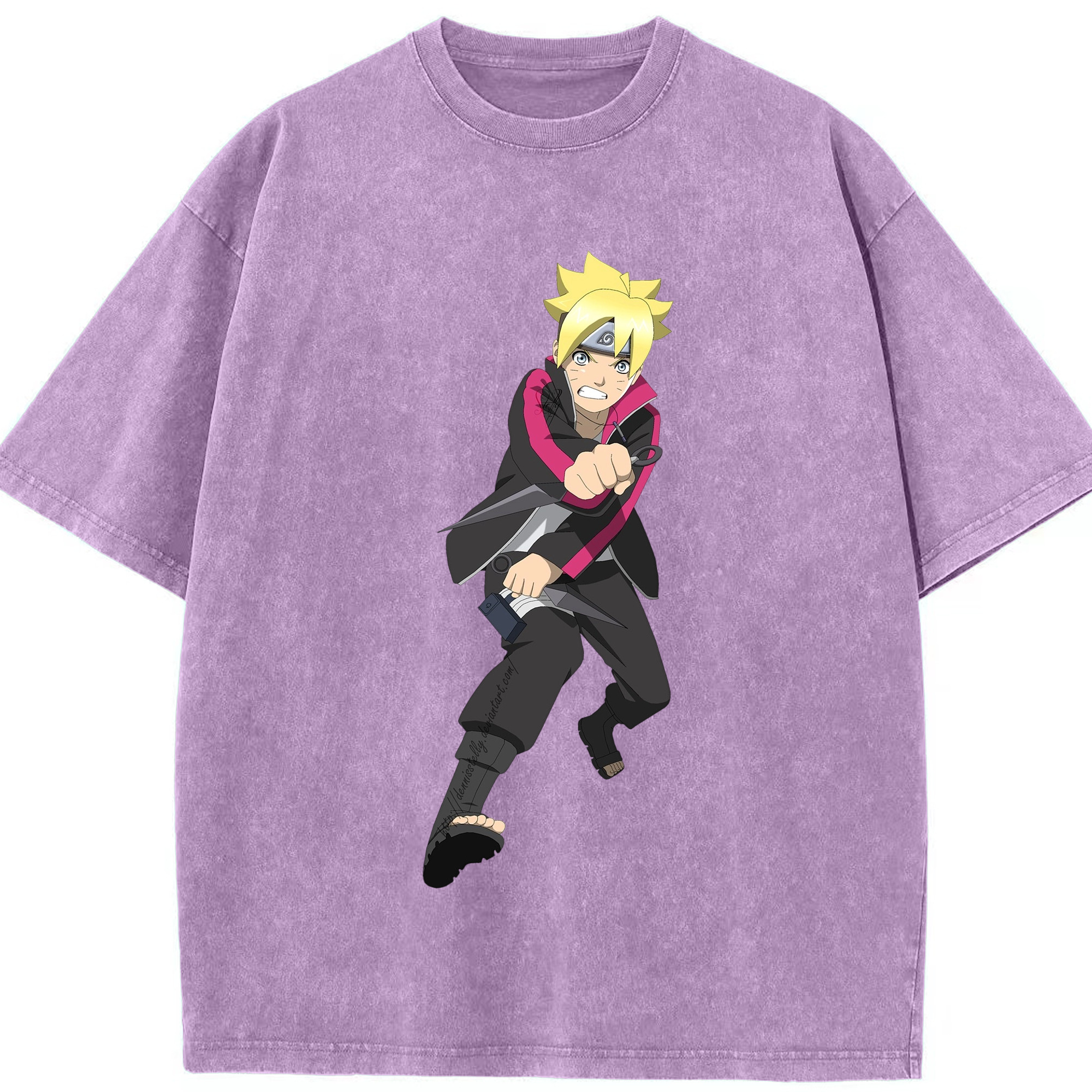（画像用） NARUTO -ナルト- うずまき ボルト Uzumaki Boruto 綿100% ヴィンテージ風 半袖Tシャツ（フロントプリント）