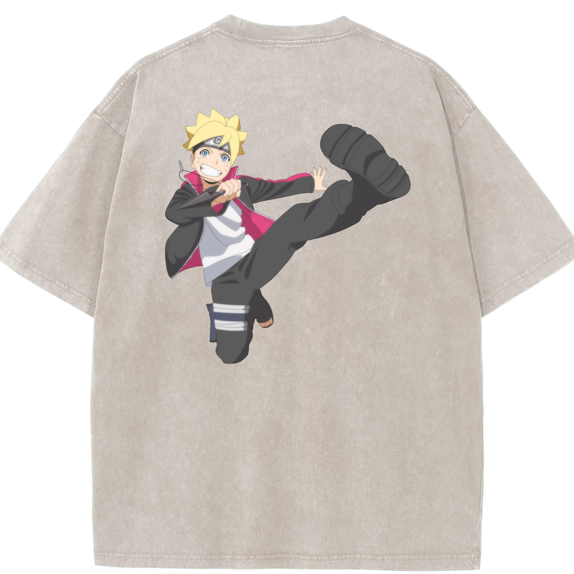 （画像用） NARUTO -ナルト- うずまき ボルト Uzumaki Boruto 綿100% ヴィンテージ風 半袖Tシャツ（背面プリント）