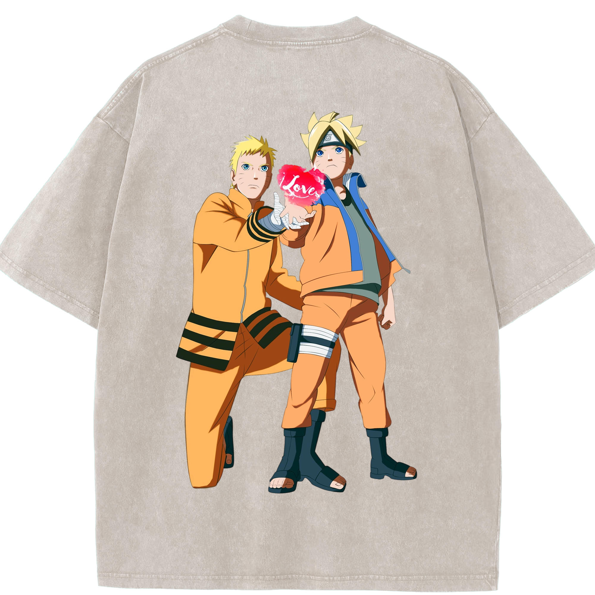 （画像用） NARUTO -ナルト- うずまき ボルト Uzumaki Boruto 綿100% ヴィンテージ風 半袖Tシャツ（背面プリント）