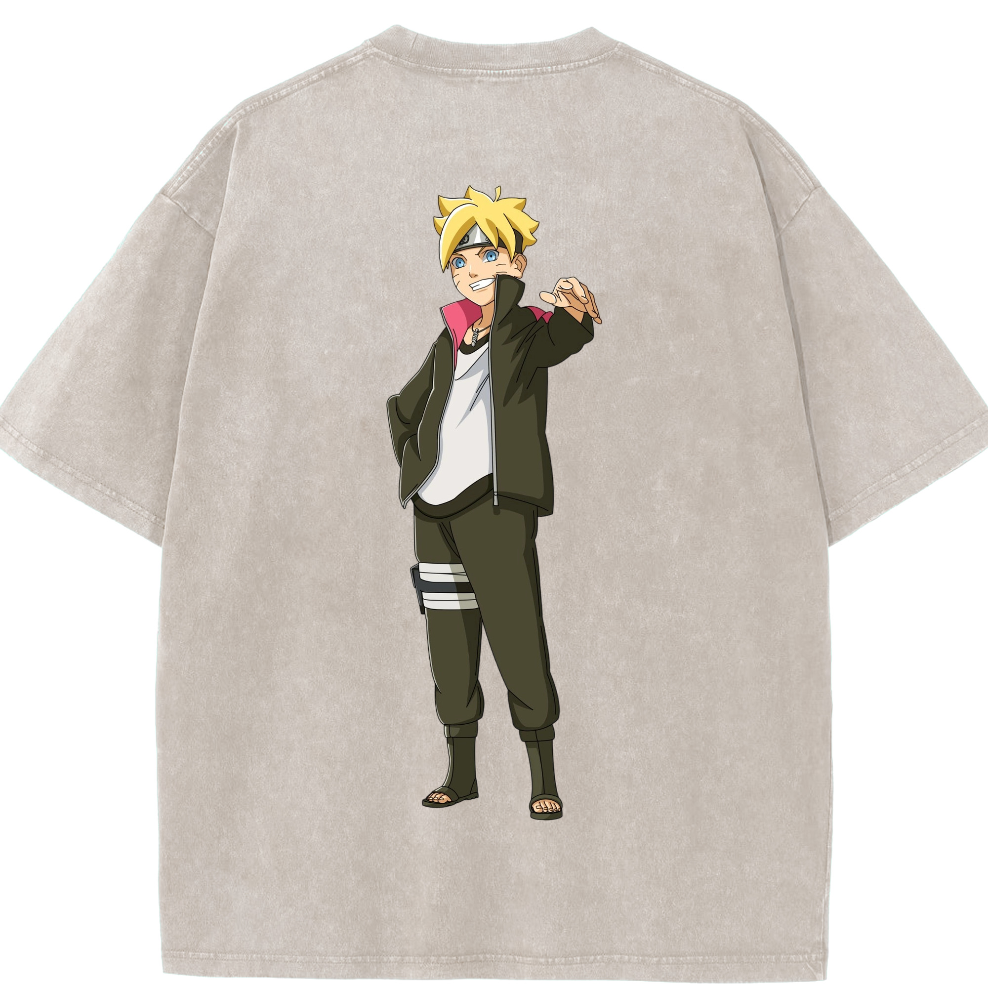 （画像用） NARUTO -ナルト- うずまき ボルト Uzumaki Boruto 綿100% ヴィンテージ風 半袖Tシャツ（背面プリント）