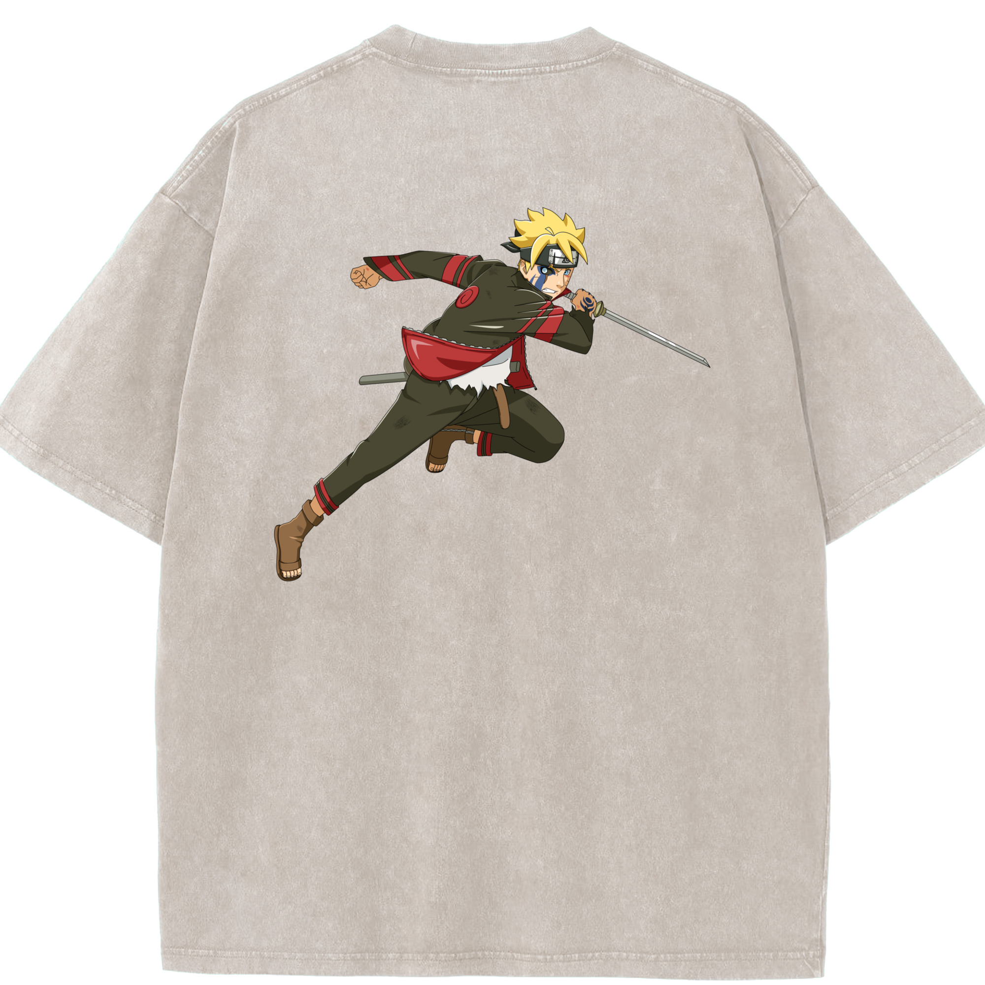 （画像用） NARUTO -ナルト- うずまき ボルト Uzumaki Boruto 綿100% ヴィンテージ風 半袖Tシャツ（背面プリント）