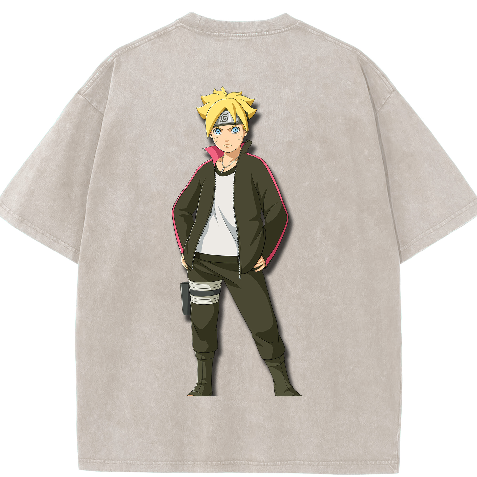 （画像用） NARUTO -ナルト- うずまき ボルト Uzumaki Boruto 綿100% ヴィンテージ風 半袖Tシャツ（背面プリント）