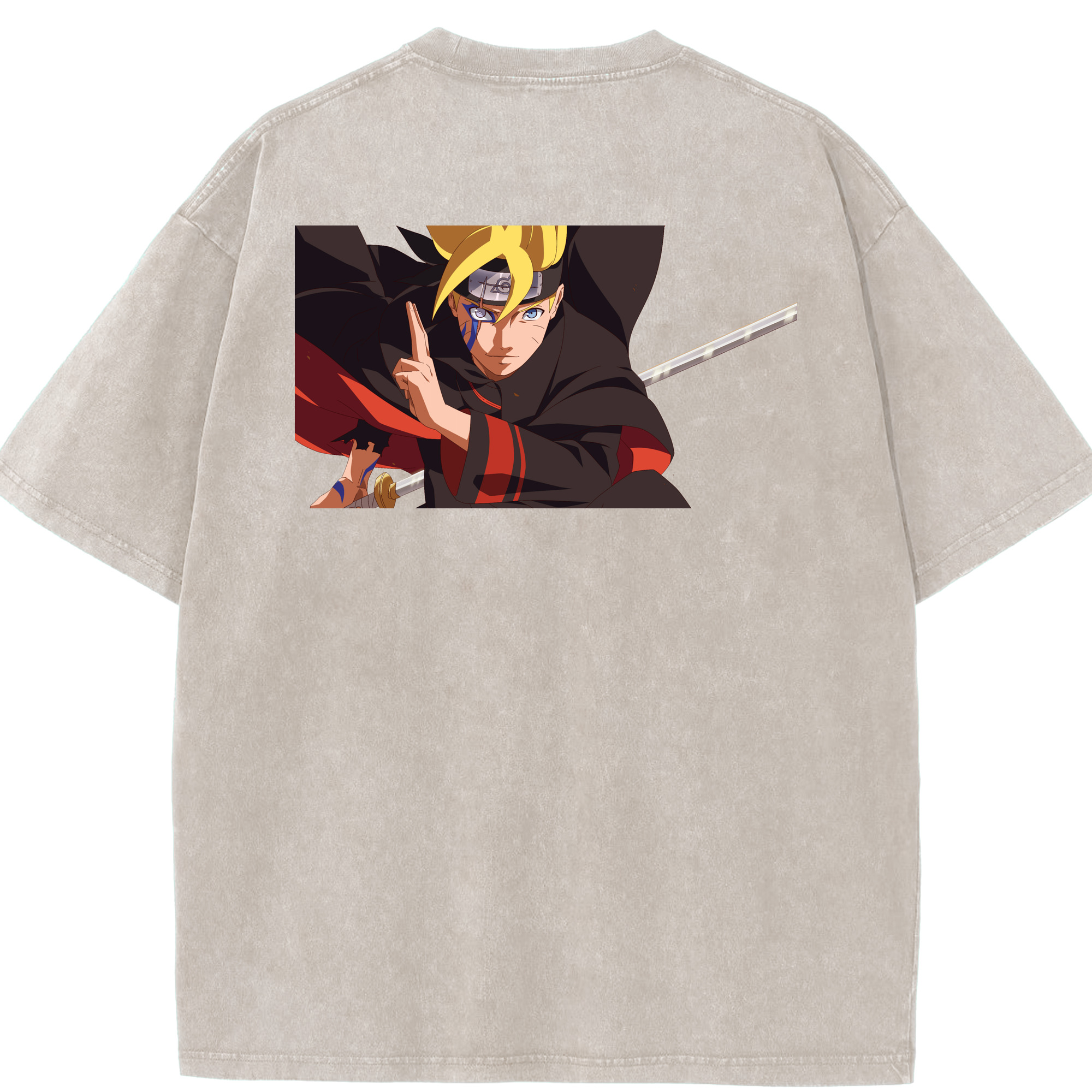 （画像用） NARUTO -ナルト- うずまき ボルト Uzumaki Boruto 綿100% ヴィンテージ風 半袖Tシャツ（背面プリント）