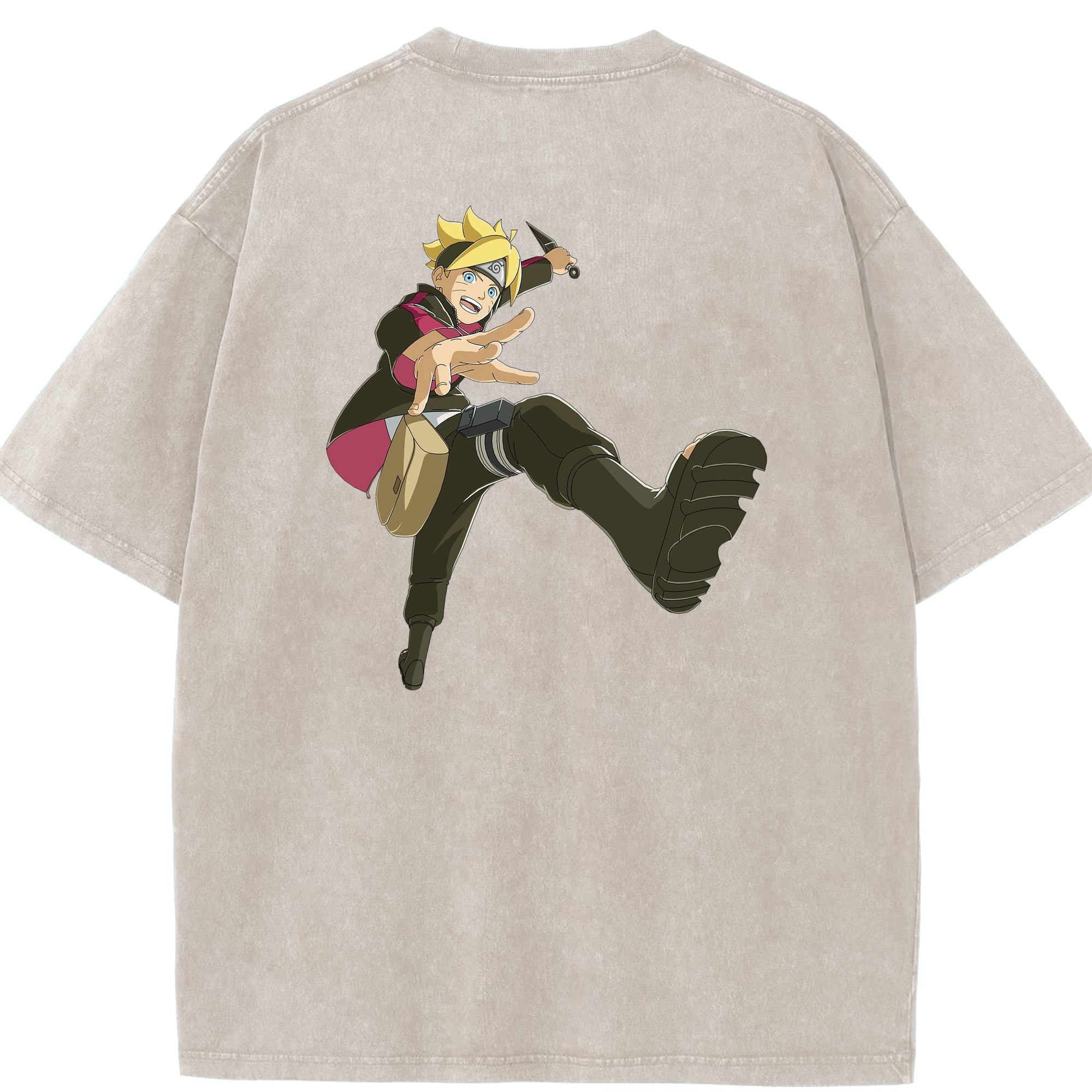（画像用） NARUTO -ナルト- うずまき ボルト Uzumaki Boruto 綿100% ヴィンテージ風 半袖Tシャツ（背面プリント）