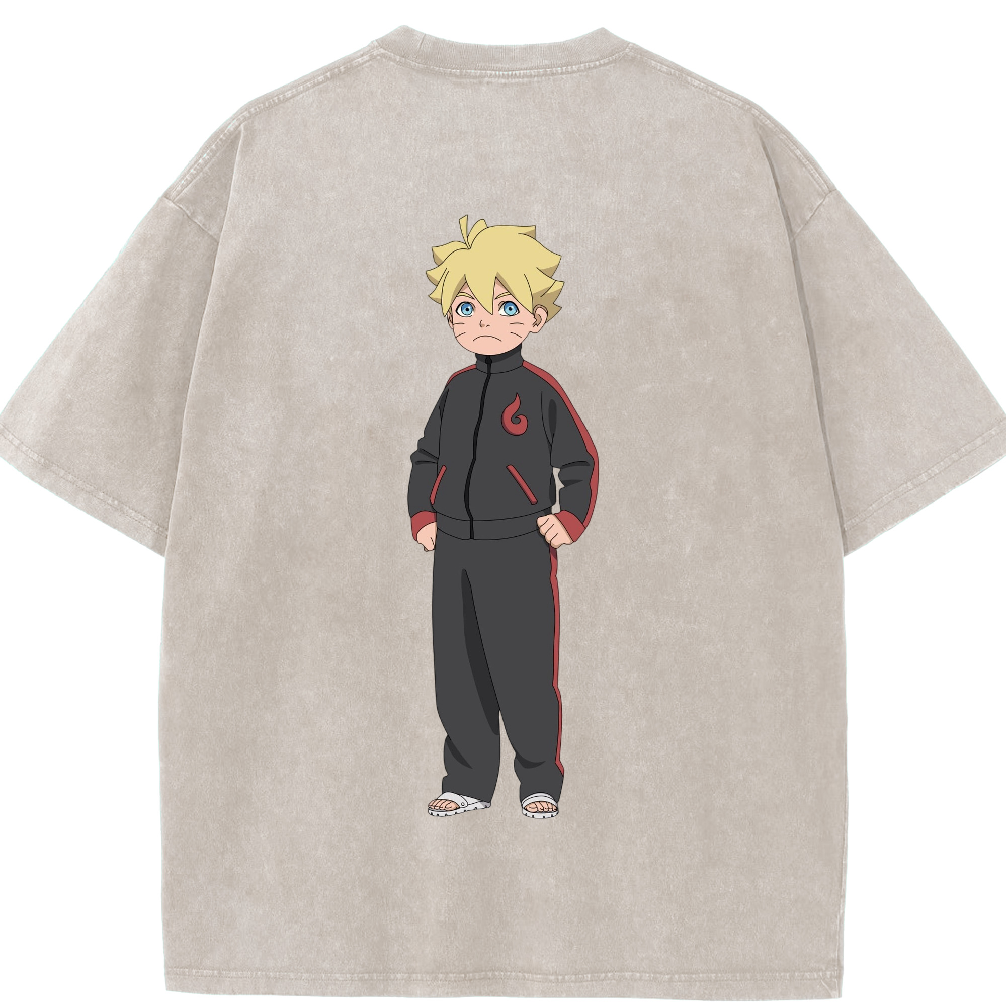 （画像用） NARUTO -ナルト- うずまき ボルト Uzumaki Boruto 綿100% ヴィンテージ風 半袖Tシャツ（背面プリント）
