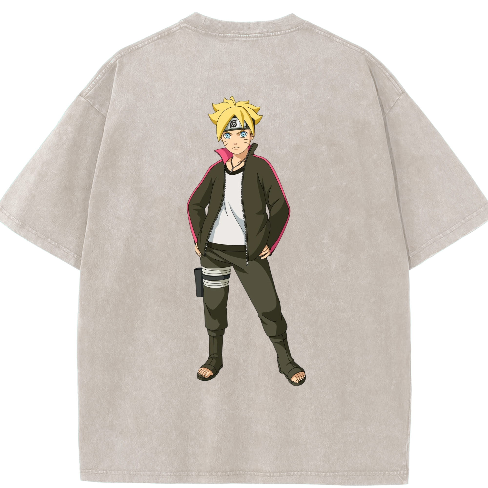 （画像用） NARUTO -ナルト- うずまき ボルト Uzumaki Boruto 綿100% ヴィンテージ風 半袖Tシャツ（背面プリント）