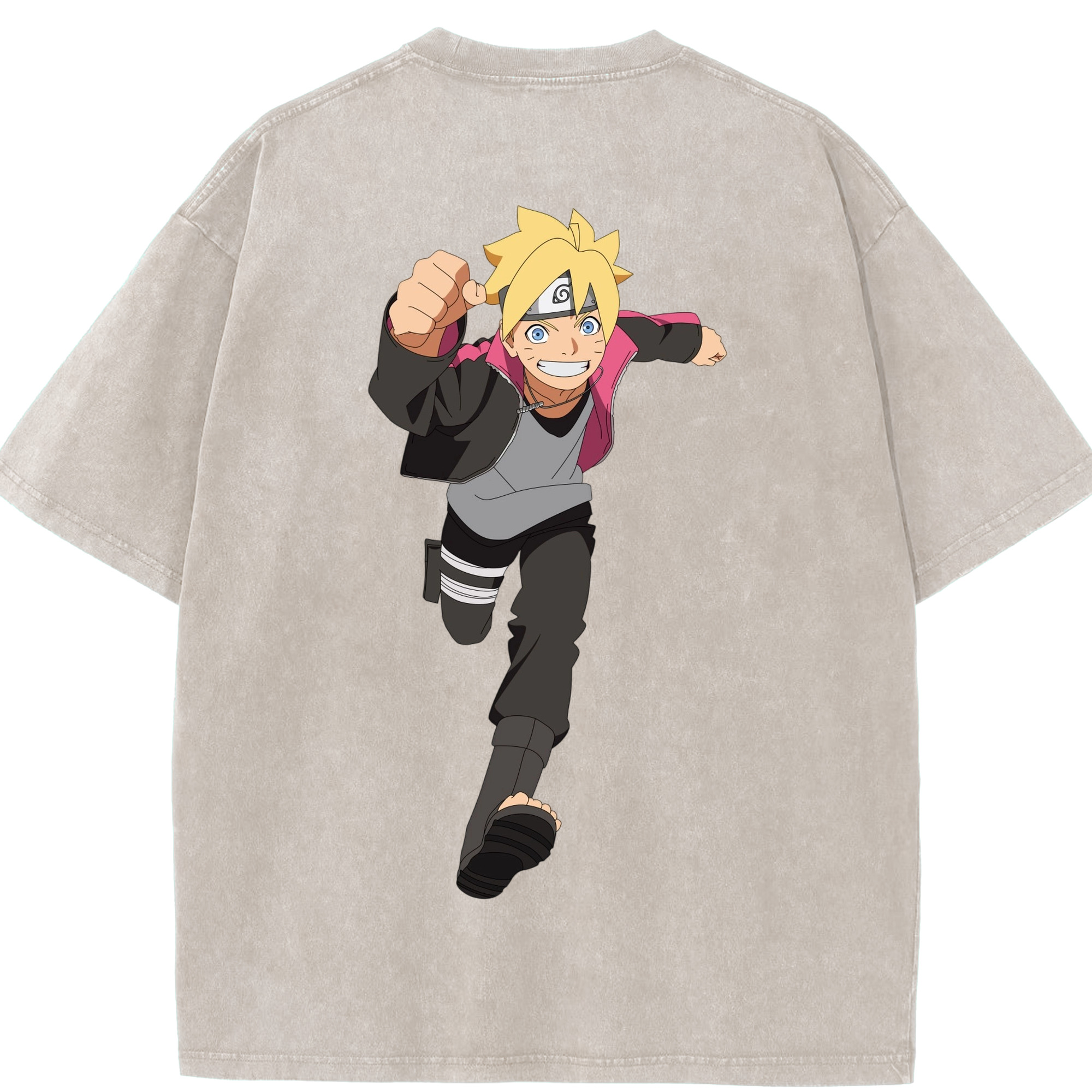 （画像用） NARUTO -ナルト- うずまき ボルト Uzumaki Boruto 綿100% ヴィンテージ風 半袖Tシャツ（背面プリント）