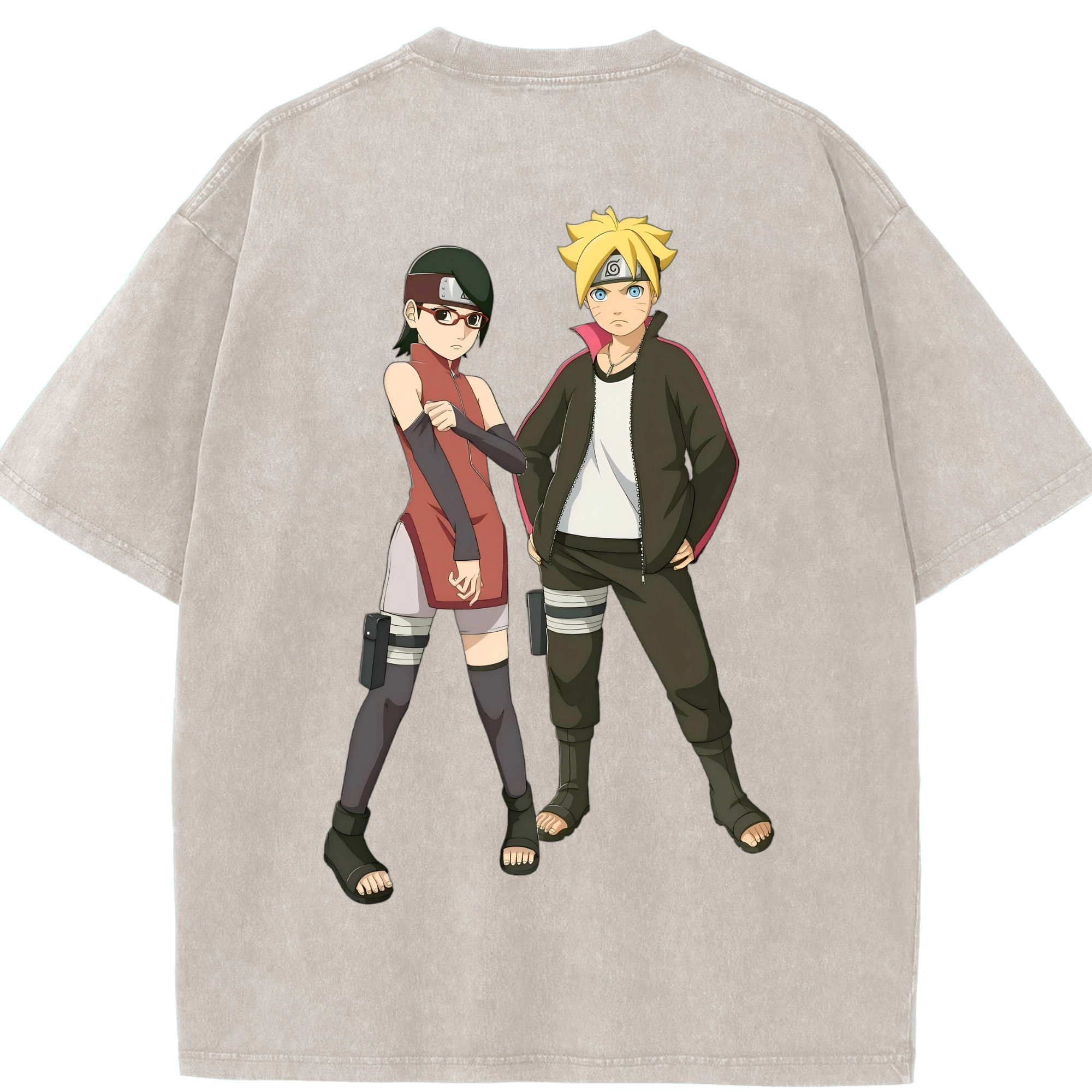（画像用） NARUTO -ナルト- うずまき ボルト Uzumaki Boruto 綿100% ヴィンテージ風 半袖Tシャツ（背面プリント）