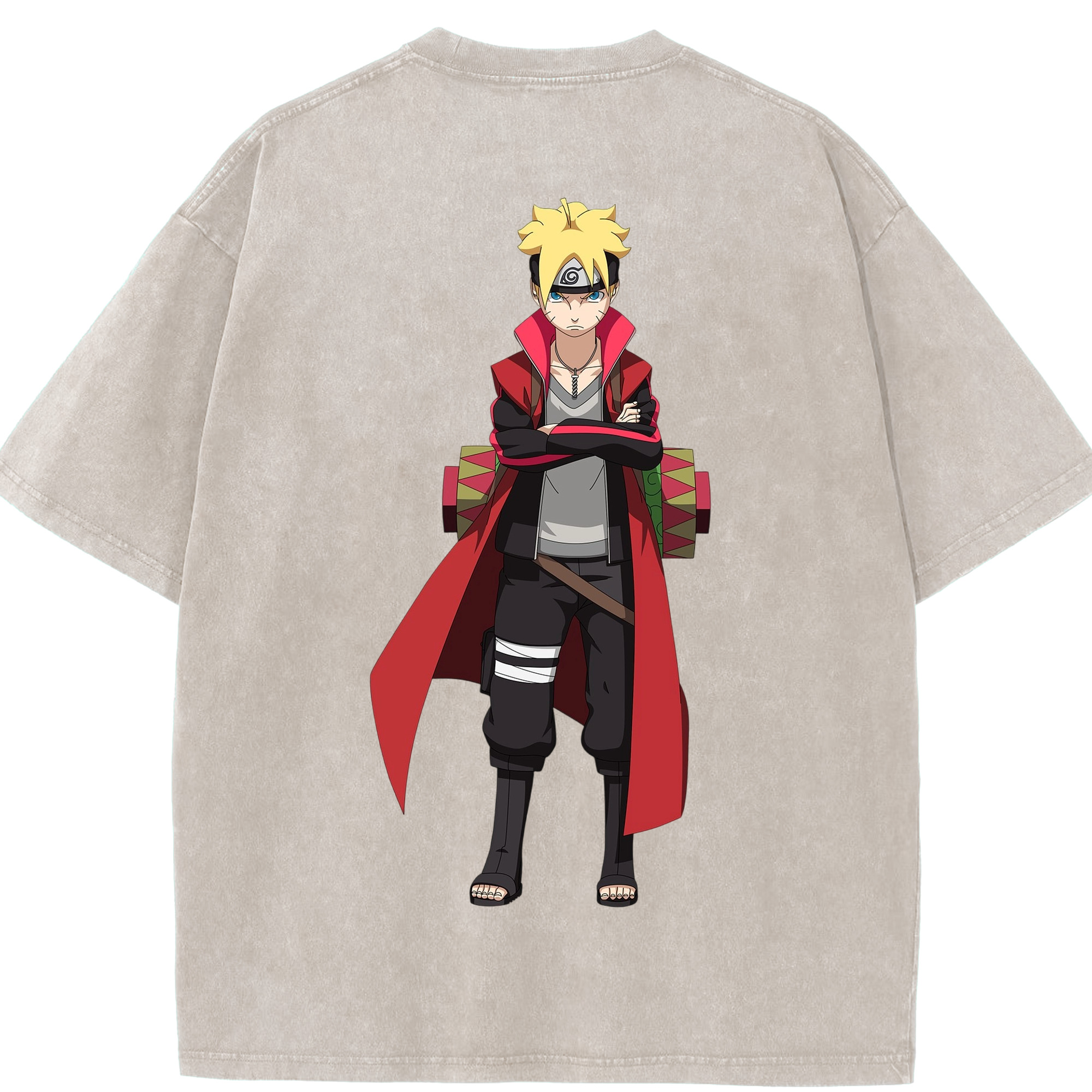（画像用） NARUTO -ナルト- うずまき ボルト Uzumaki Boruto 綿100% ヴィンテージ風 半袖Tシャツ（背面プリント）