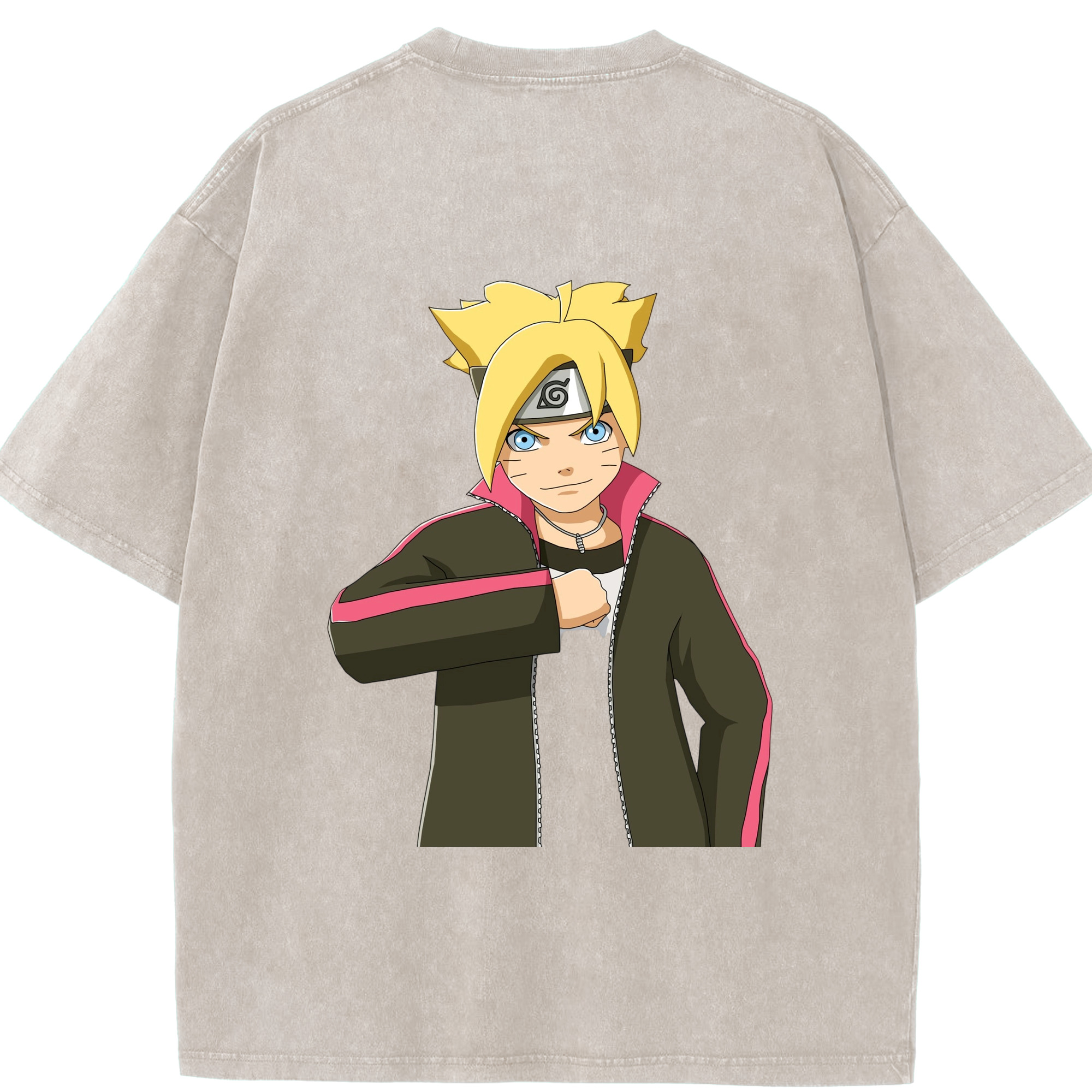 （画像用） NARUTO -ナルト- うずまき ボルト Uzumaki Boruto 綿100% ヴィンテージ風 半袖Tシャツ（背面プリント）