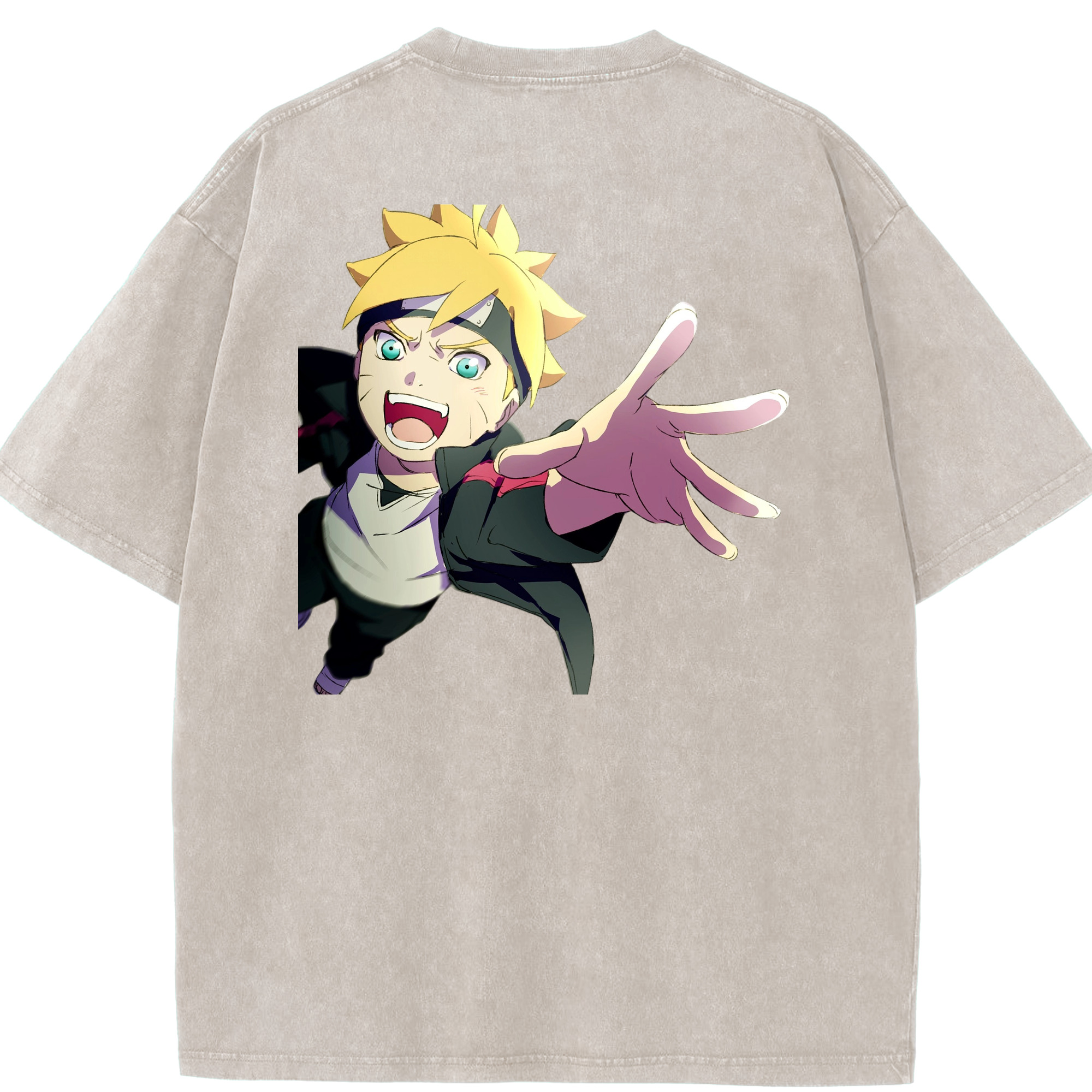 （画像用） NARUTO -ナルト- うずまき ボルト Uzumaki Boruto 綿100% ヴィンテージ風 半袖Tシャツ（背面プリント）