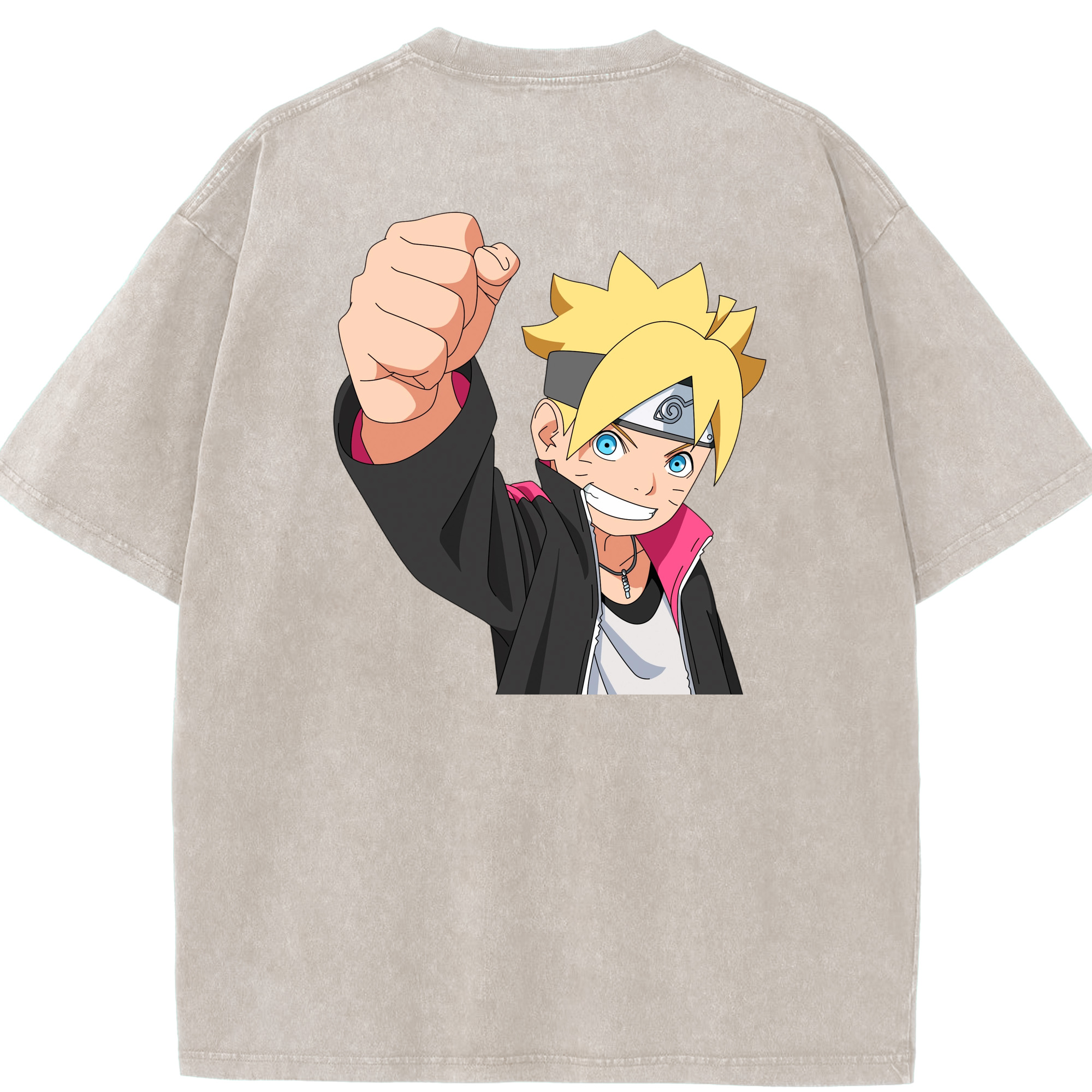 （画像用） NARUTO -ナルト- うずまき ボルト Uzumaki Boruto 綿100% ヴィンテージ風 半袖Tシャツ（背面プリント）