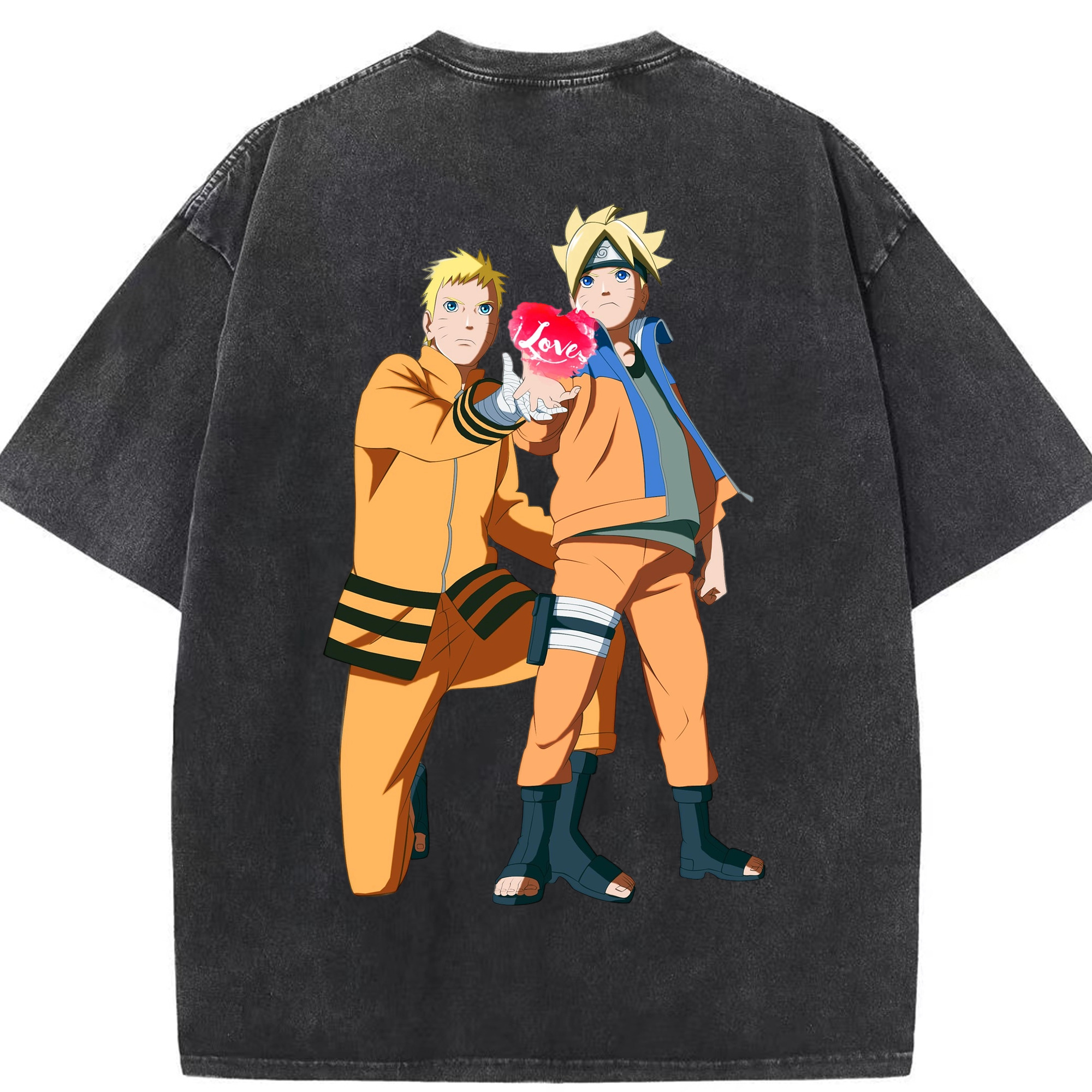 （画像用） NARUTO -ナルト- うずまき ボルト Uzumaki Boruto 綿100% ヴィンテージ風 半袖Tシャツ（背面プリント）