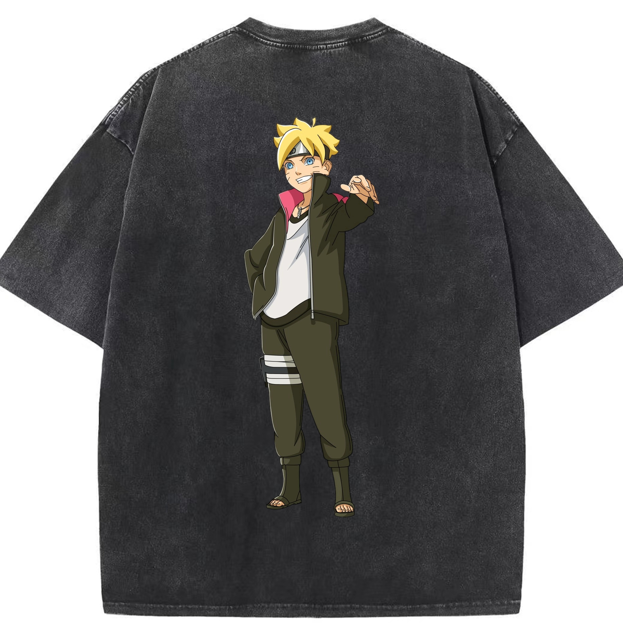 （画像用） NARUTO -ナルト- うずまき ボルト Uzumaki Boruto 綿100% ヴィンテージ風 半袖Tシャツ（背面プリント）