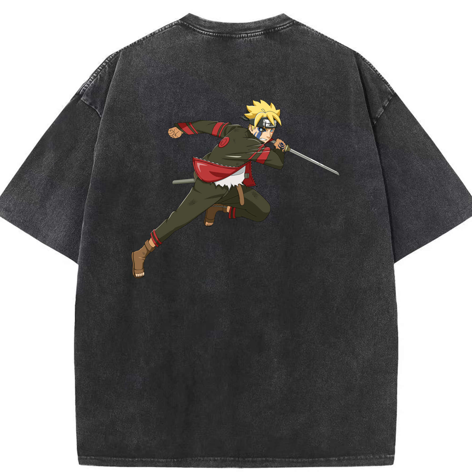 （画像用） NARUTO -ナルト- うずまき ボルト Uzumaki Boruto 綿100% ヴィンテージ風 半袖Tシャツ（背面プリント）