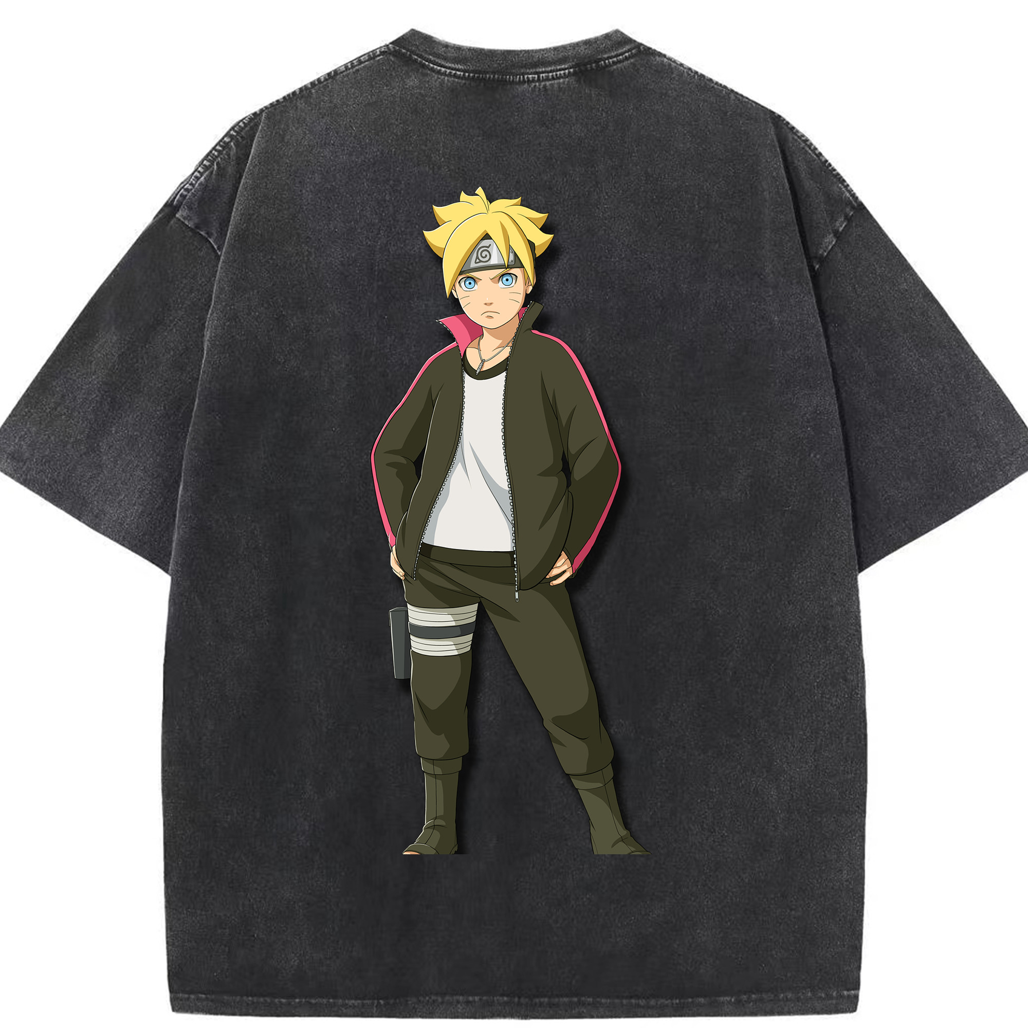 （画像用） NARUTO -ナルト- うずまき ボルト Uzumaki Boruto 綿100% ヴィンテージ風 半袖Tシャツ（背面プリント）