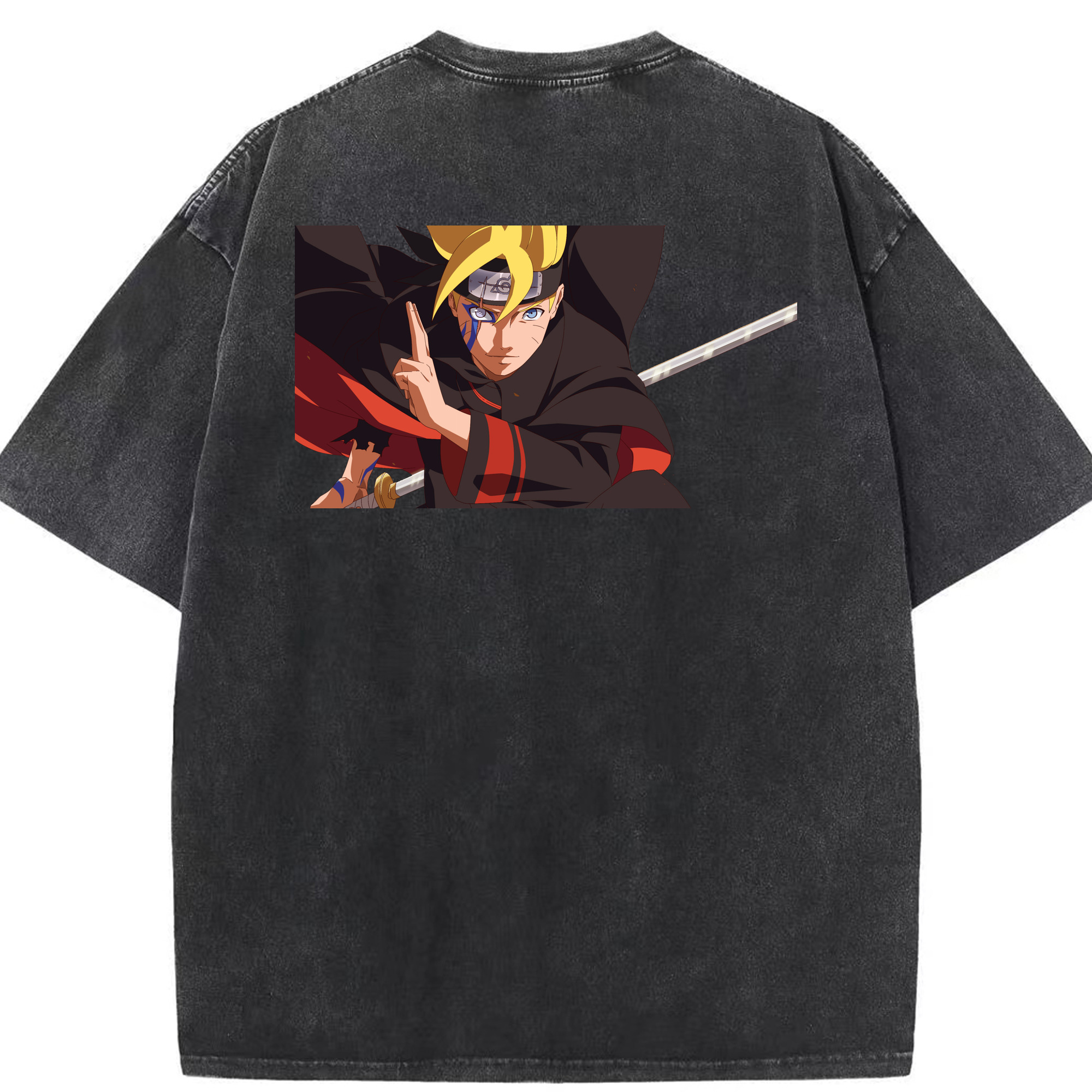 （画像用） NARUTO -ナルト- うずまき ボルト Uzumaki Boruto 綿100% ヴィンテージ風 半袖Tシャツ（背面プリント）