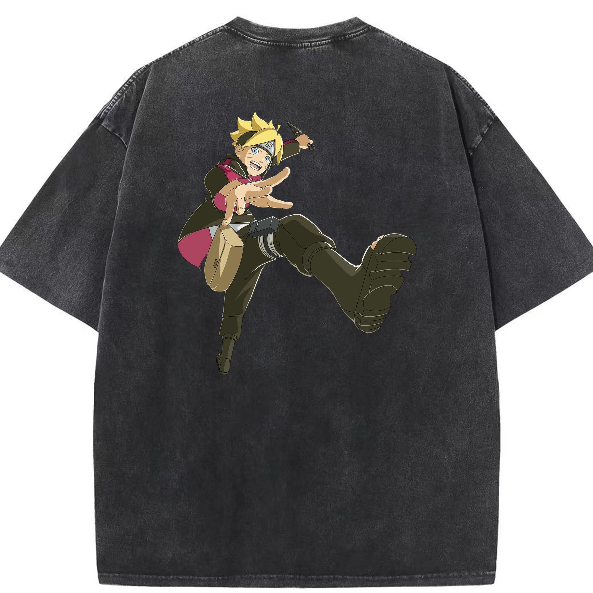 （画像用） NARUTO -ナルト- うずまき ボルト Uzumaki Boruto 綿100% ヴィンテージ風 半袖Tシャツ（背面プリント）