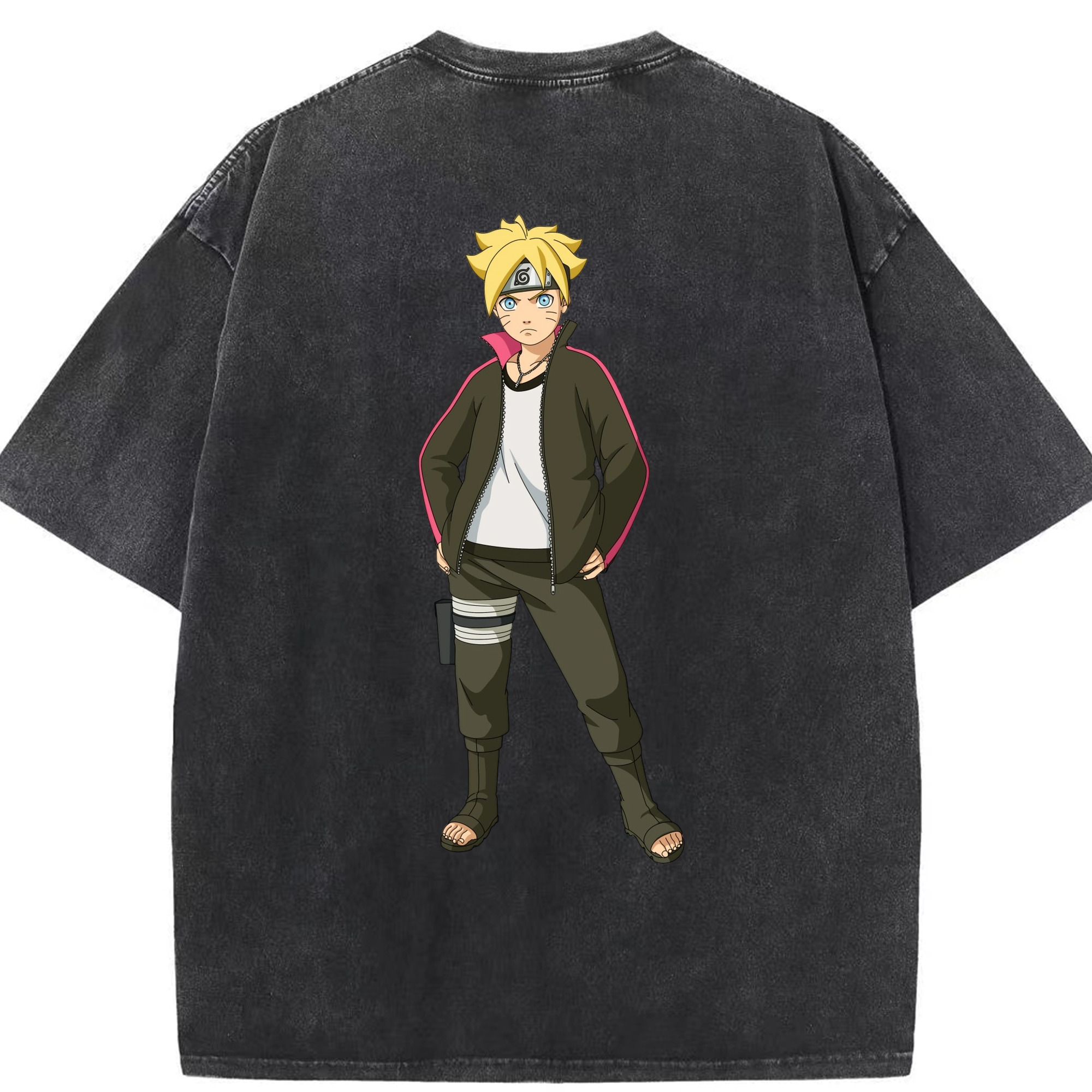 （画像用） NARUTO -ナルト- うずまき ボルト Uzumaki Boruto 綿100% ヴィンテージ風 半袖Tシャツ（背面プリント）