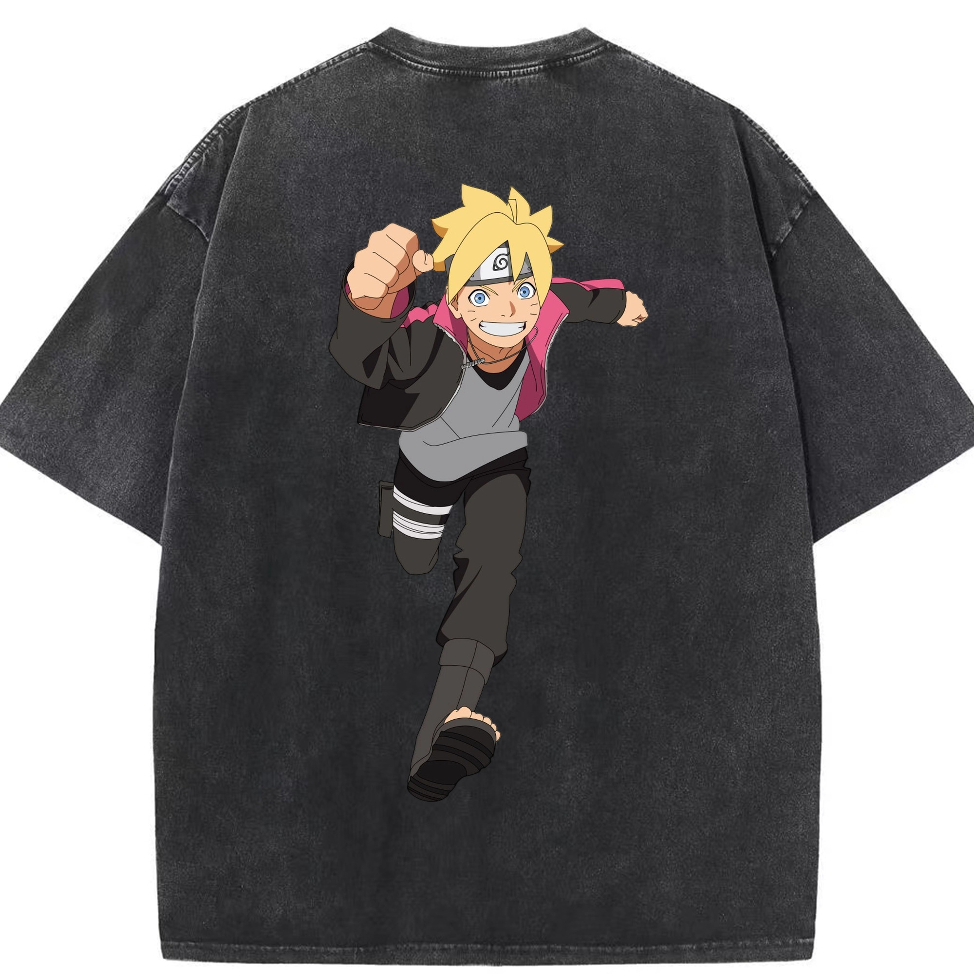 （画像用） NARUTO -ナルト- うずまき ボルト Uzumaki Boruto 綿100% ヴィンテージ風 半袖Tシャツ（背面プリント）