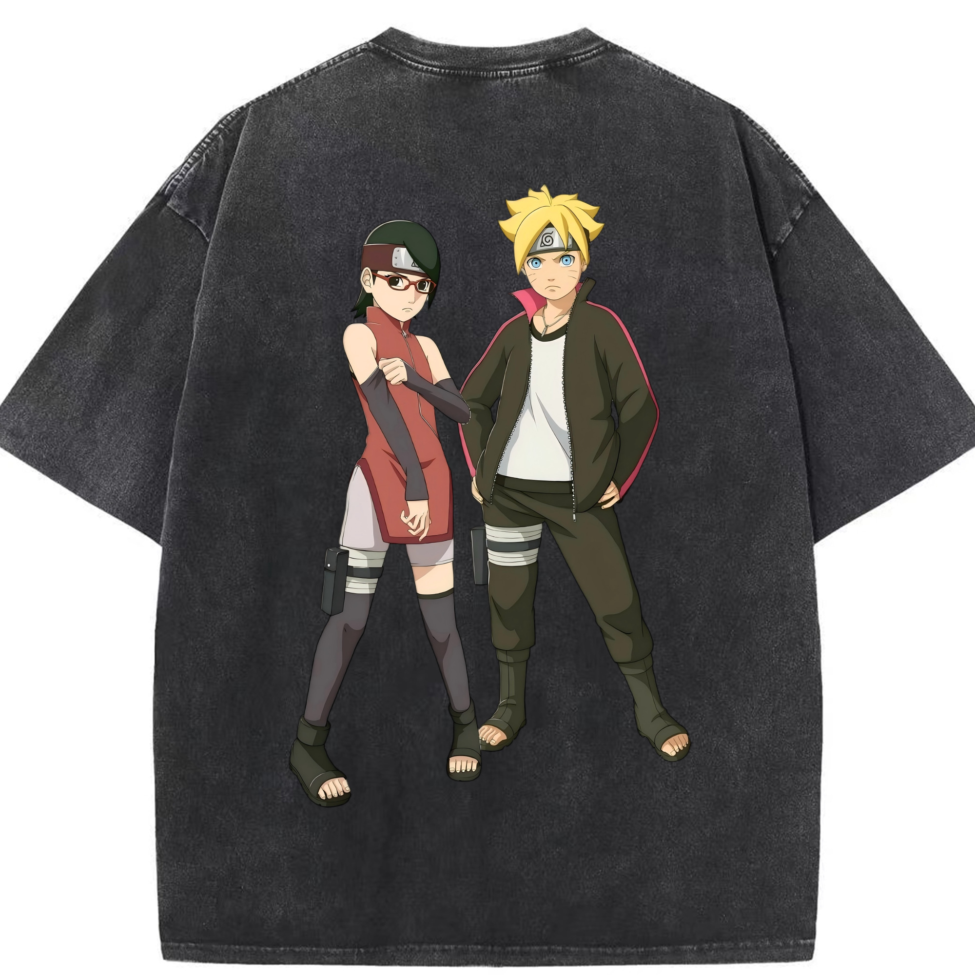 （画像用） NARUTO -ナルト- うずまき ボルト Uzumaki Boruto 綿100% ヴィンテージ風 半袖Tシャツ（背面プリント）
