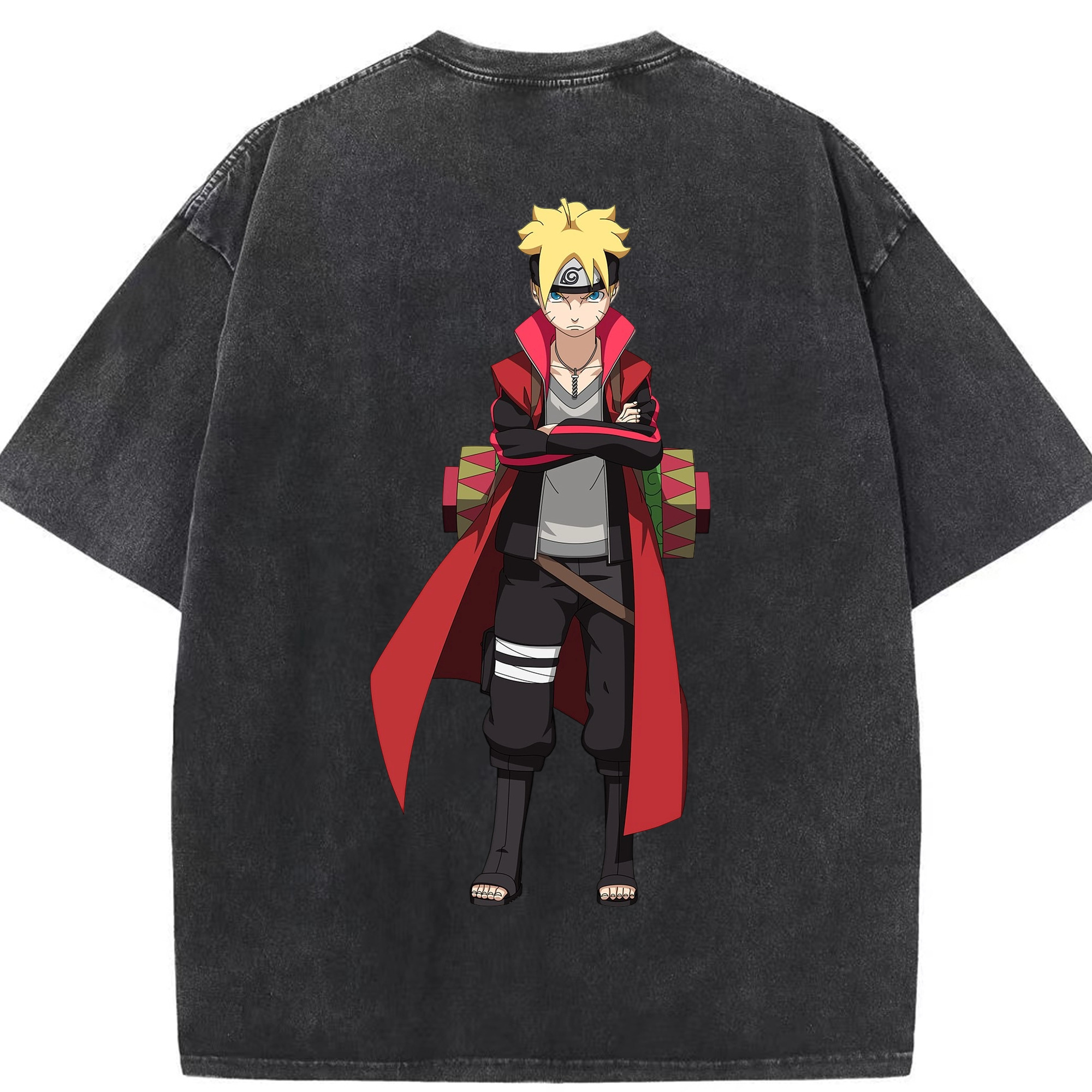 （画像用） NARUTO -ナルト- うずまき ボルト Uzumaki Boruto 綿100% ヴィンテージ風 半袖Tシャツ（背面プリント）
