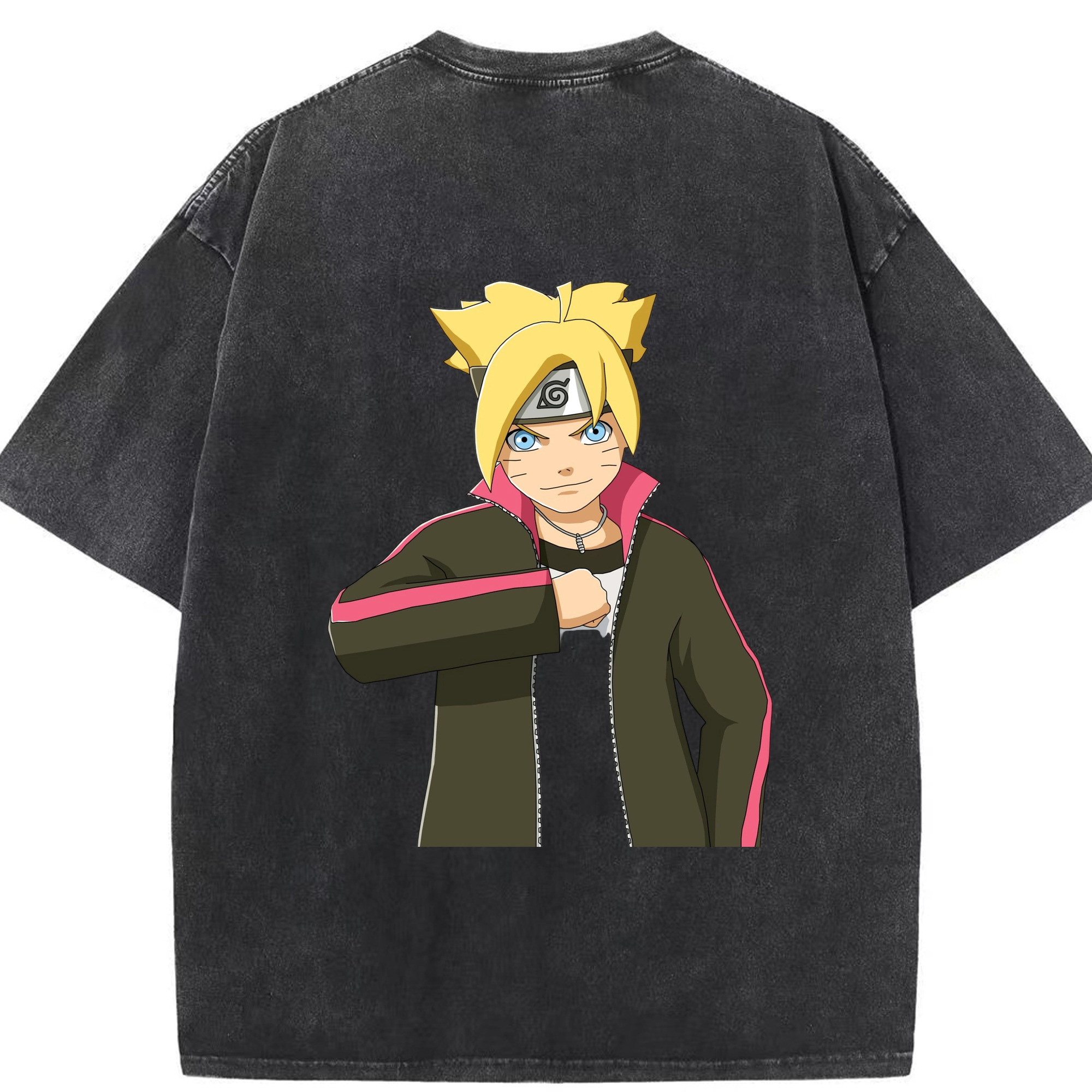 （画像用） NARUTO -ナルト- うずまき ボルト Uzumaki Boruto 綿100% ヴィンテージ風 半袖Tシャツ（背面プリント）