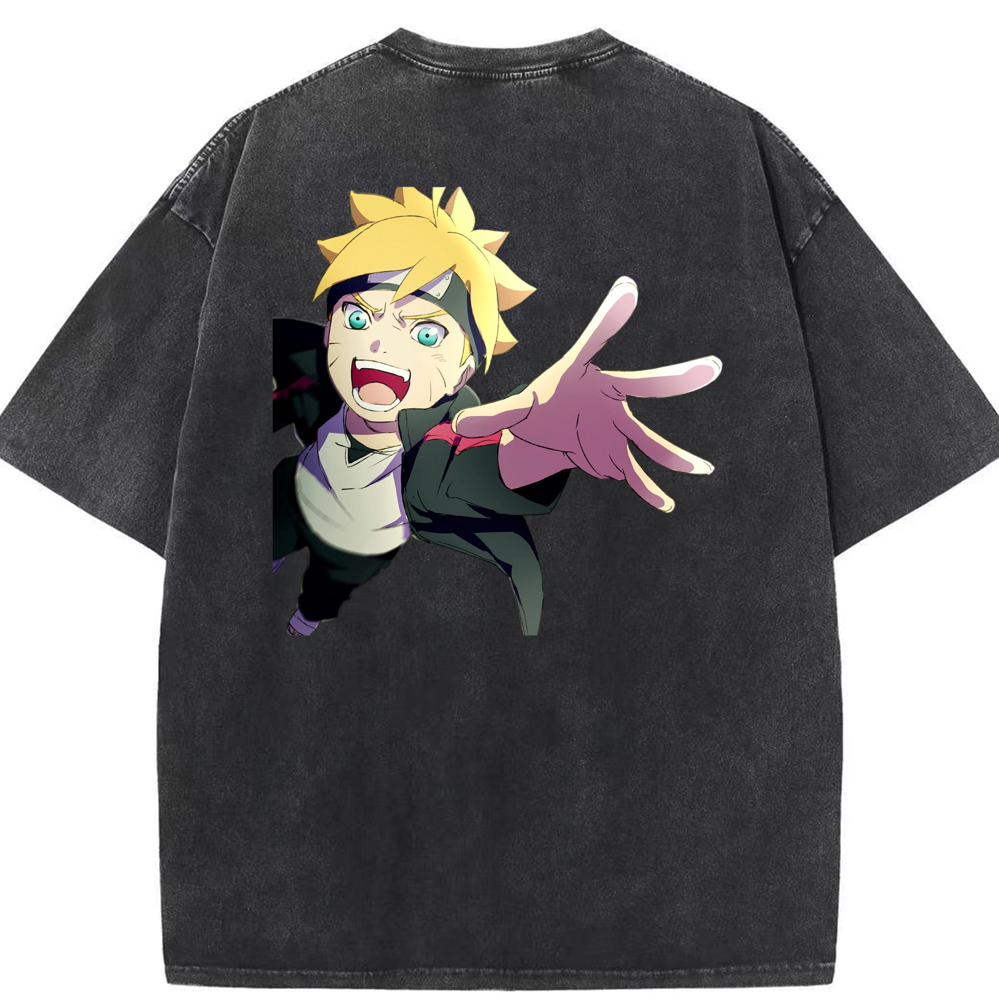 （画像用） NARUTO -ナルト- うずまき ボルト Uzumaki Boruto 綿100% ヴィンテージ風 半袖Tシャツ（背面プリント）