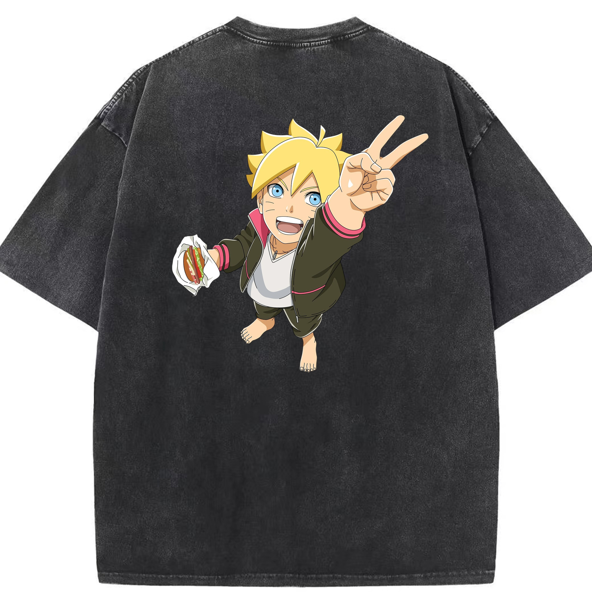 （画像用） NARUTO -ナルト- うずまき ボルト Uzumaki Boruto 綿100% ヴィンテージ風 半袖Tシャツ（背面プリント）