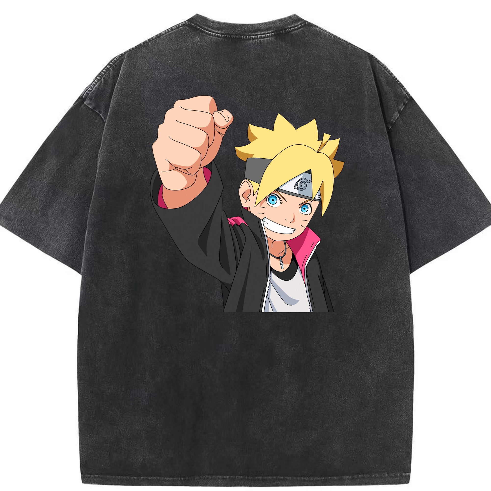 （画像用） NARUTO -ナルト- うずまき ボルト Uzumaki Boruto 綿100% ヴィンテージ風 半袖Tシャツ（背面プリント）