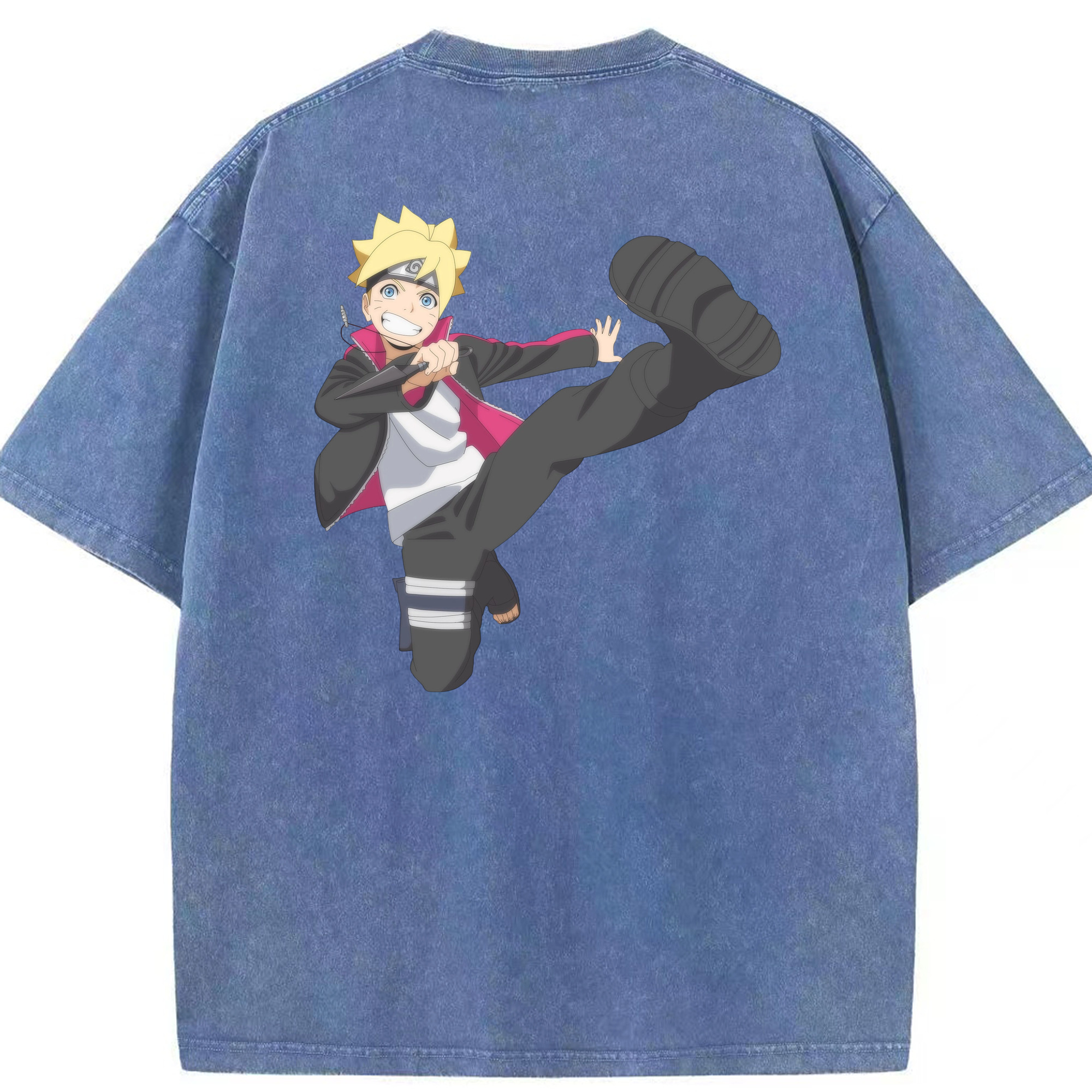（画像用） NARUTO -ナルト- うずまき ボルト Uzumaki Boruto 綿100% ヴィンテージ風 半袖Tシャツ（背面プリント）