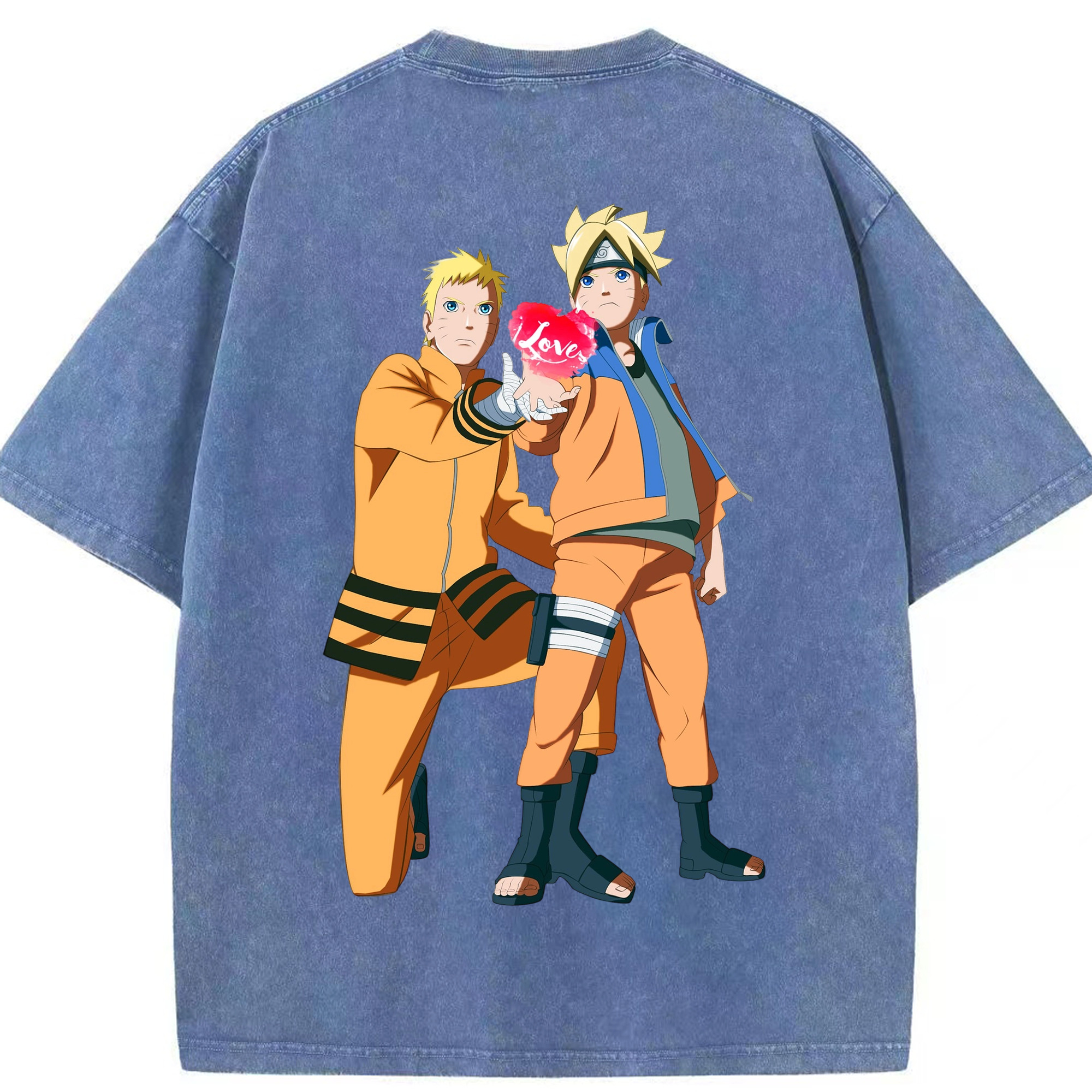 （画像用） NARUTO -ナルト- うずまき ボルト Uzumaki Boruto 綿100% ヴィンテージ風 半袖Tシャツ（背面プリント）