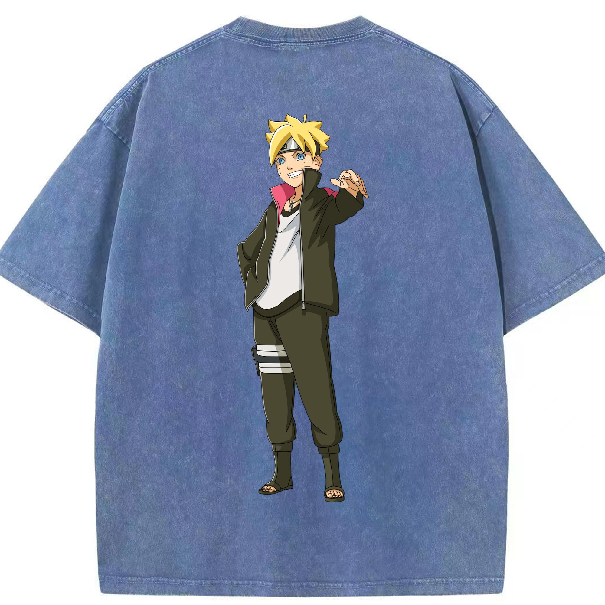 （画像用） NARUTO -ナルト- うずまき ボルト Uzumaki Boruto 綿100% ヴィンテージ風 半袖Tシャツ（背面プリント）