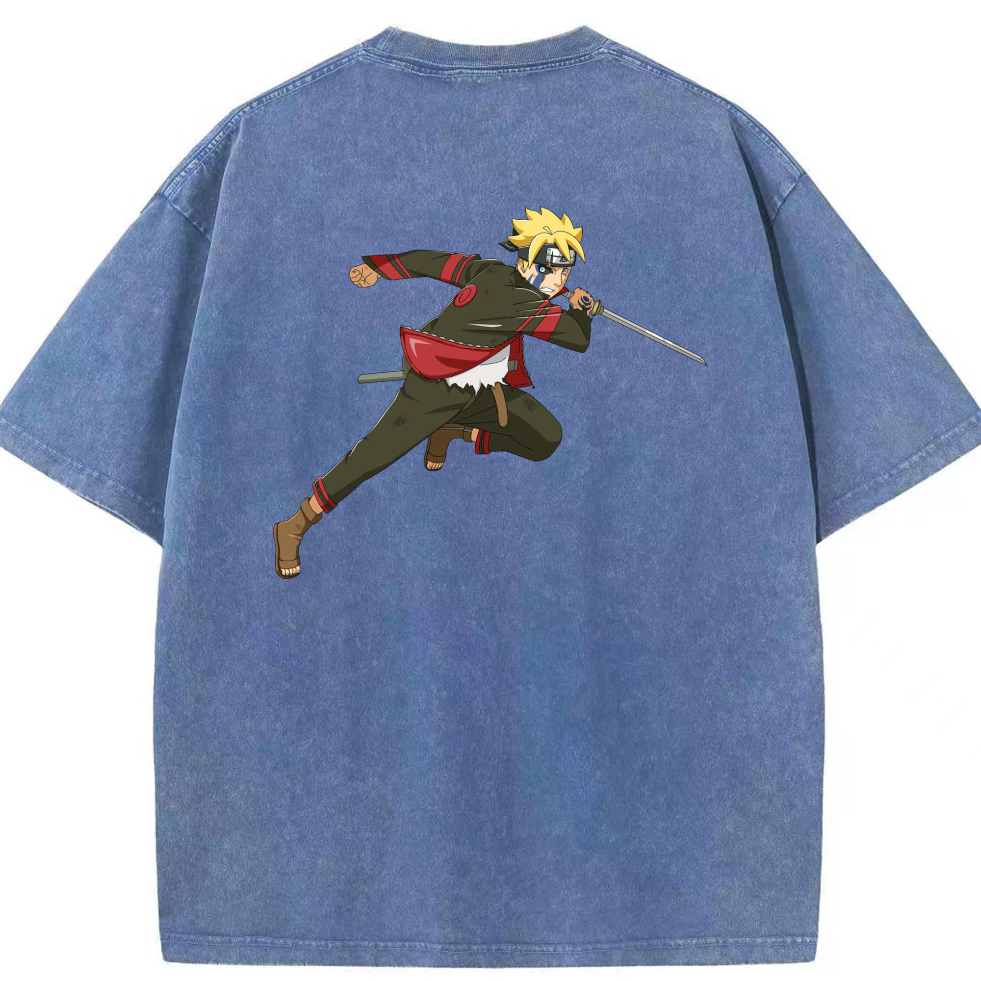 （画像用） NARUTO -ナルト- うずまき ボルト Uzumaki Boruto 綿100% ヴィンテージ風 半袖Tシャツ（背面プリント）