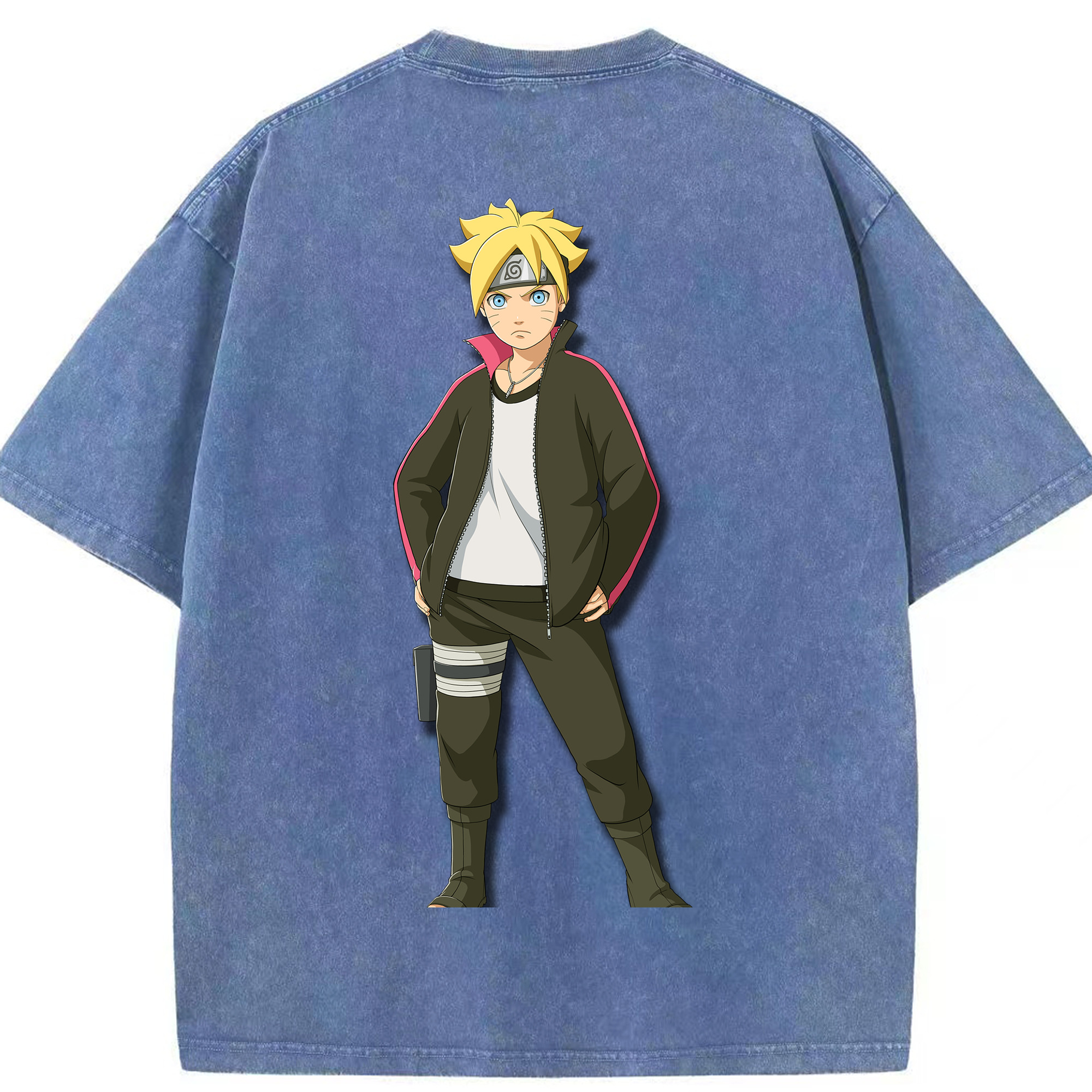 （画像用） NARUTO -ナルト- うずまき ボルト Uzumaki Boruto 綿100% ヴィンテージ風 半袖Tシャツ（背面プリント）