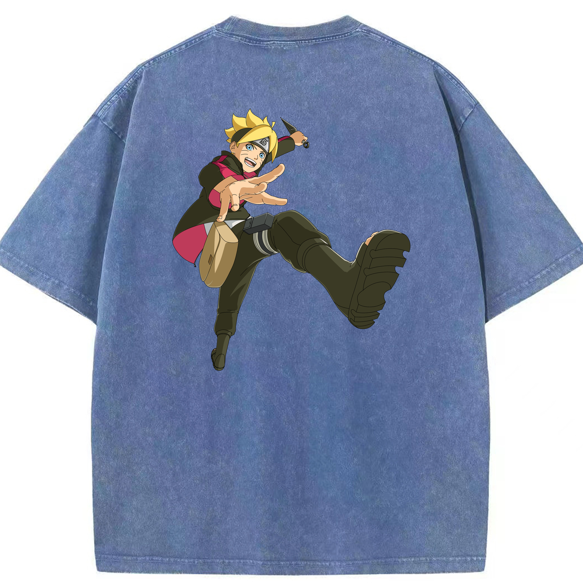 （画像用） NARUTO -ナルト- うずまき ボルト Uzumaki Boruto 綿100% ヴィンテージ風 半袖Tシャツ（背面プリント）